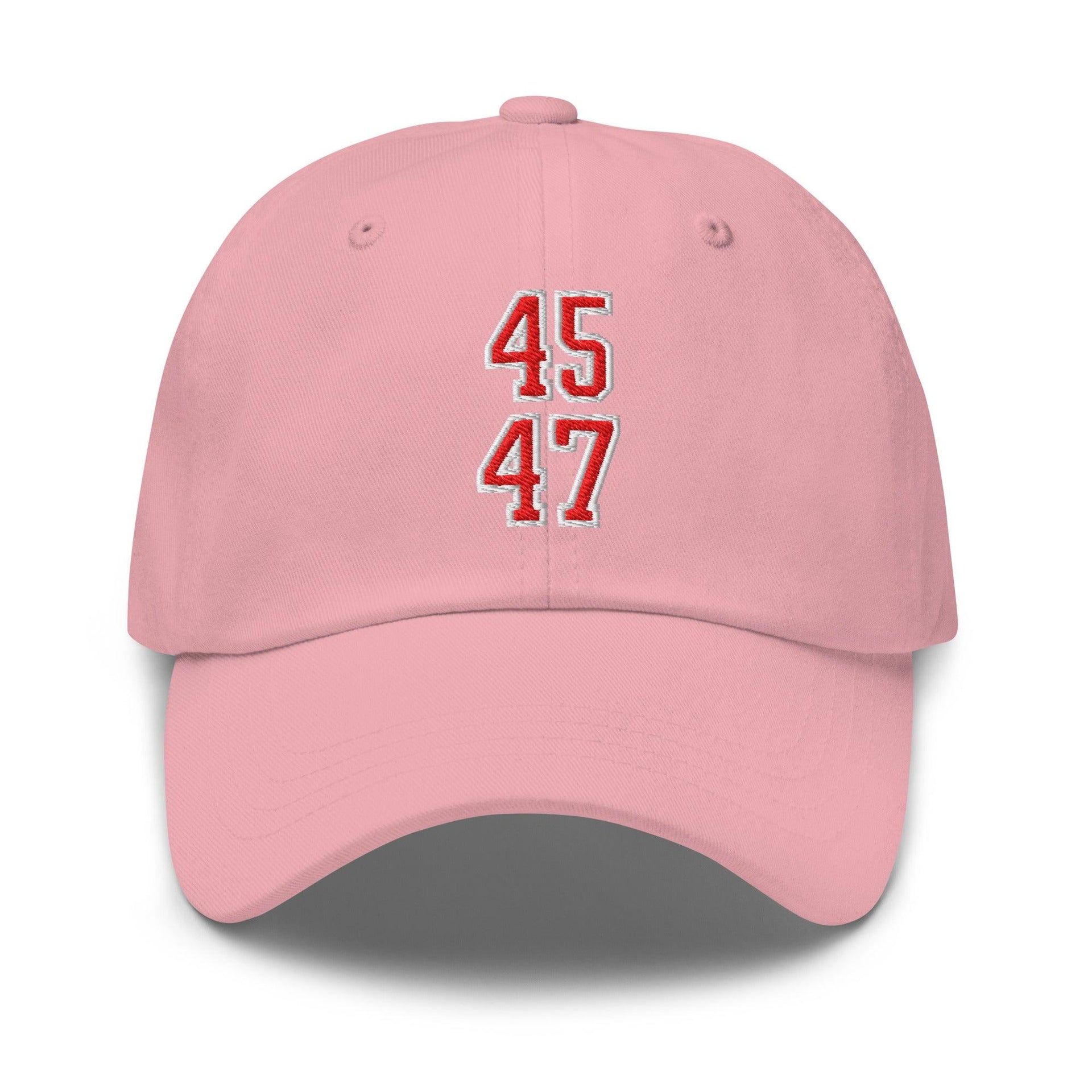 Donald Trump 45-47 Embroidered Dad Hat Red/White Pink Capital Crowns Conservative Dad Hats LADs