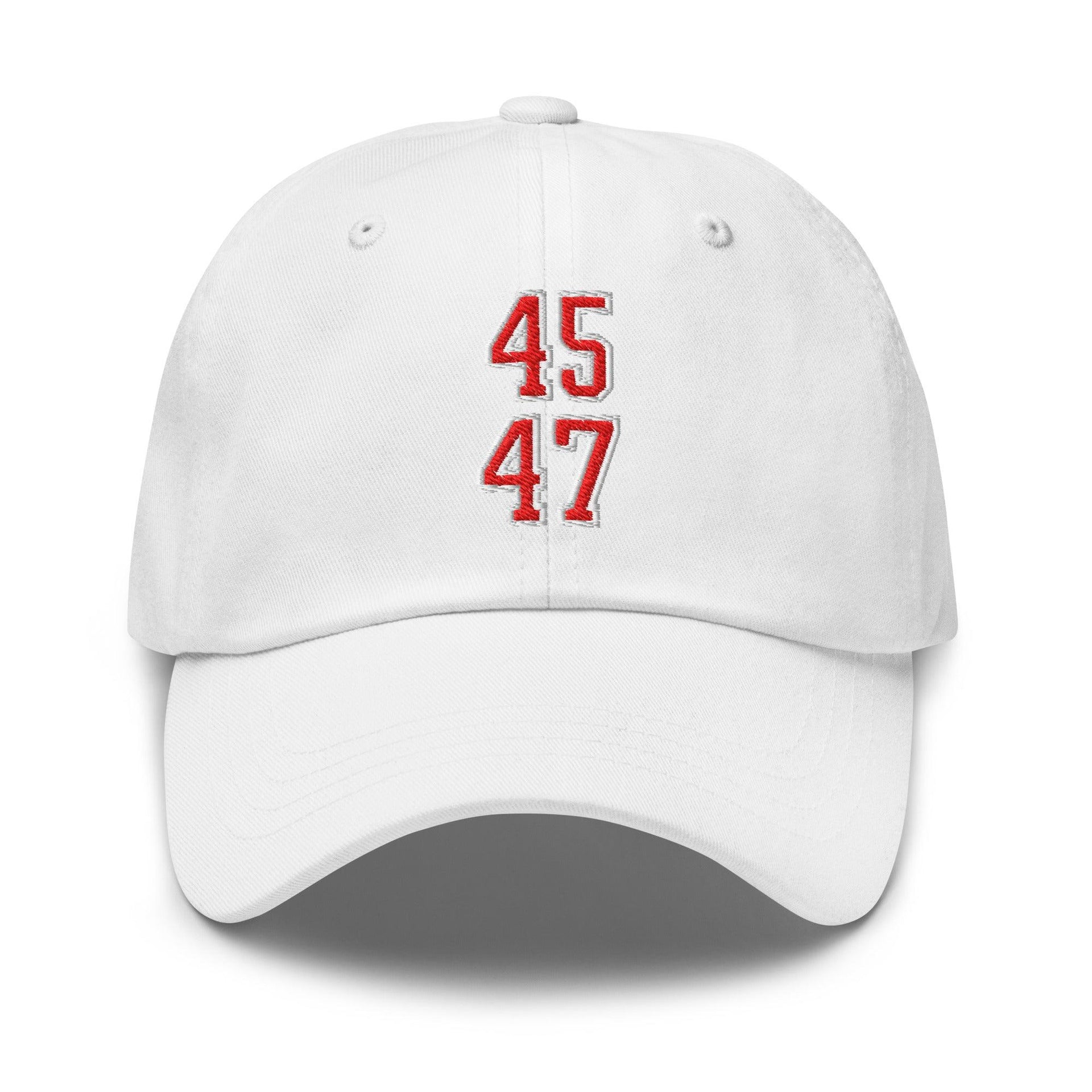 Donald Trump 45-47 Embroidered Dad Hat Red/White White Capital Crowns Conservative Dad Hats LADs