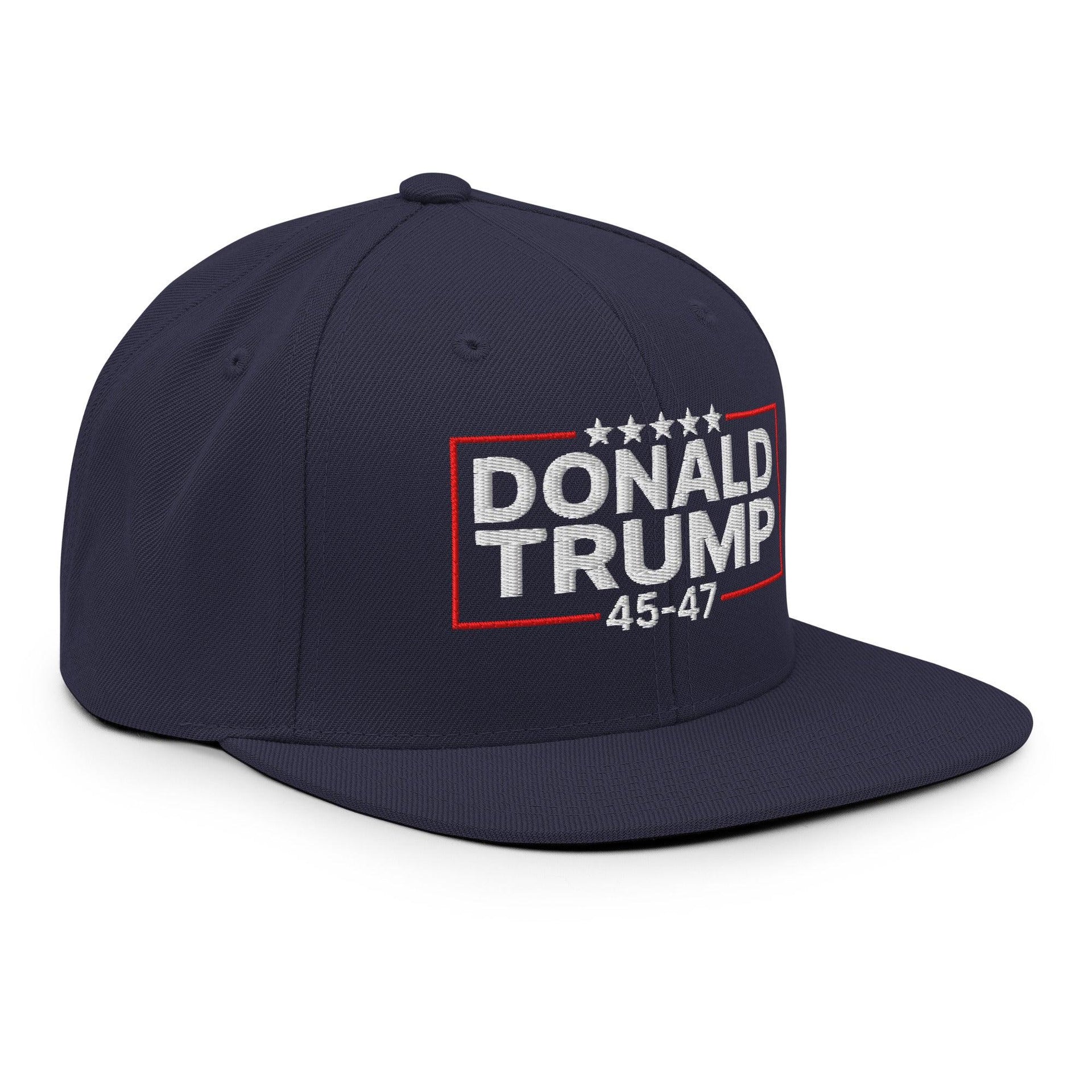 Donald Trump 45-47 Embroidered Flat Bill Brim Snapback Hat Capital Crowns Conservative LADs Snapback Hats
