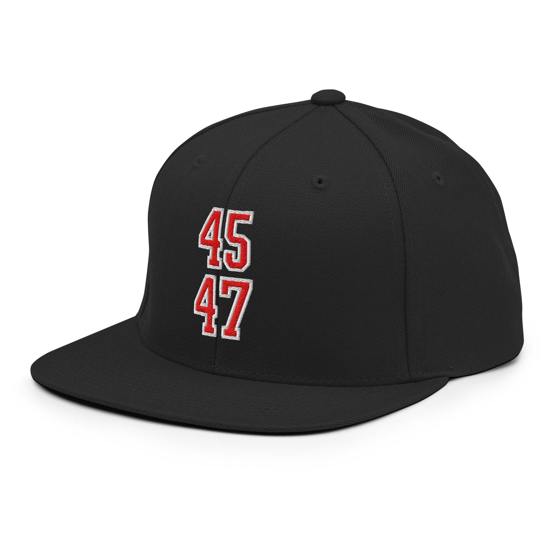 Donald Trump 45-47 Embroidered Flat Bill Brim Snapback Hat Red/White Capital Crowns Conservative LADs Snapback Hats