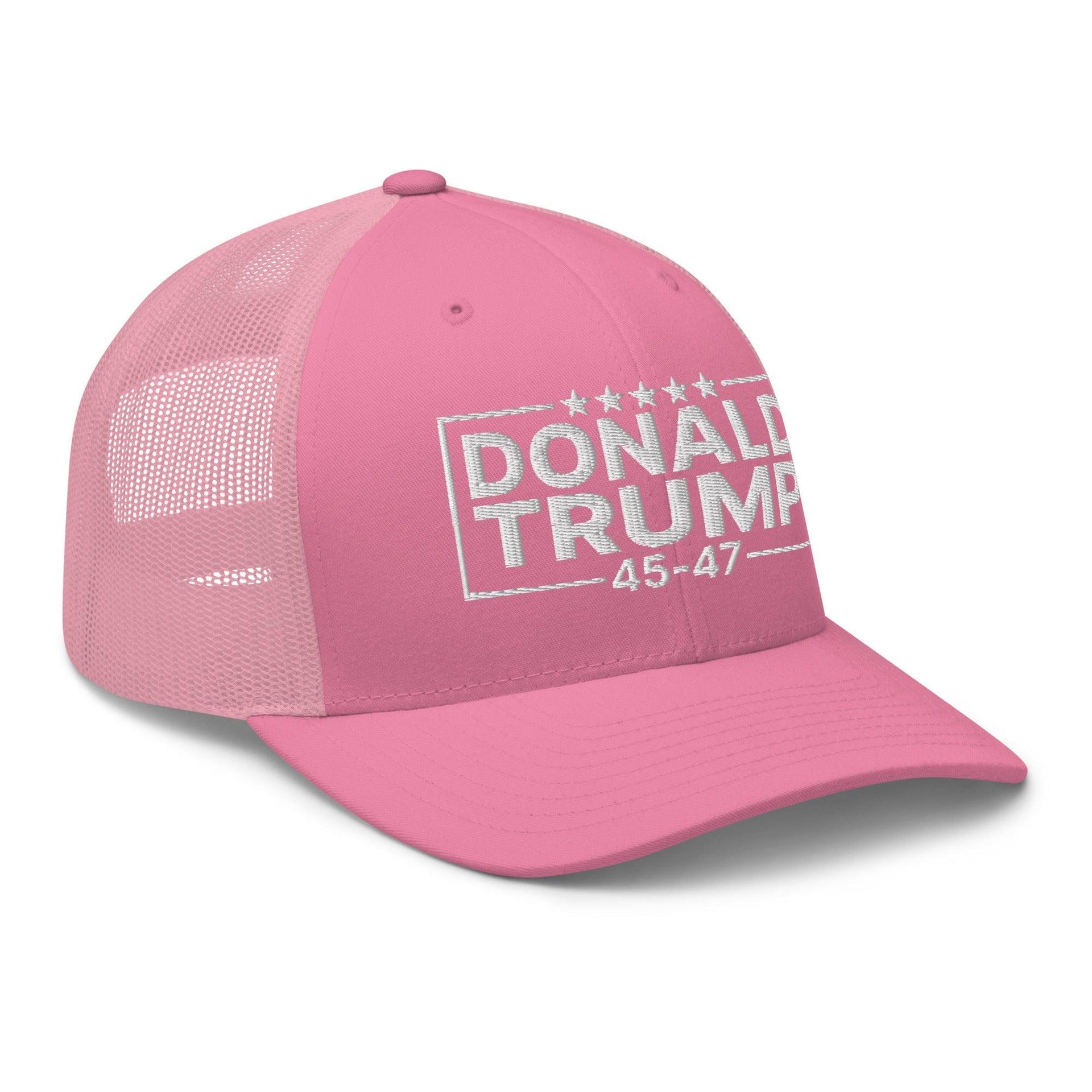 Donald Trump 45-47 Embroidered Mesh Trucker Hat Capital Crowns Conservative LADs Trucker Hats