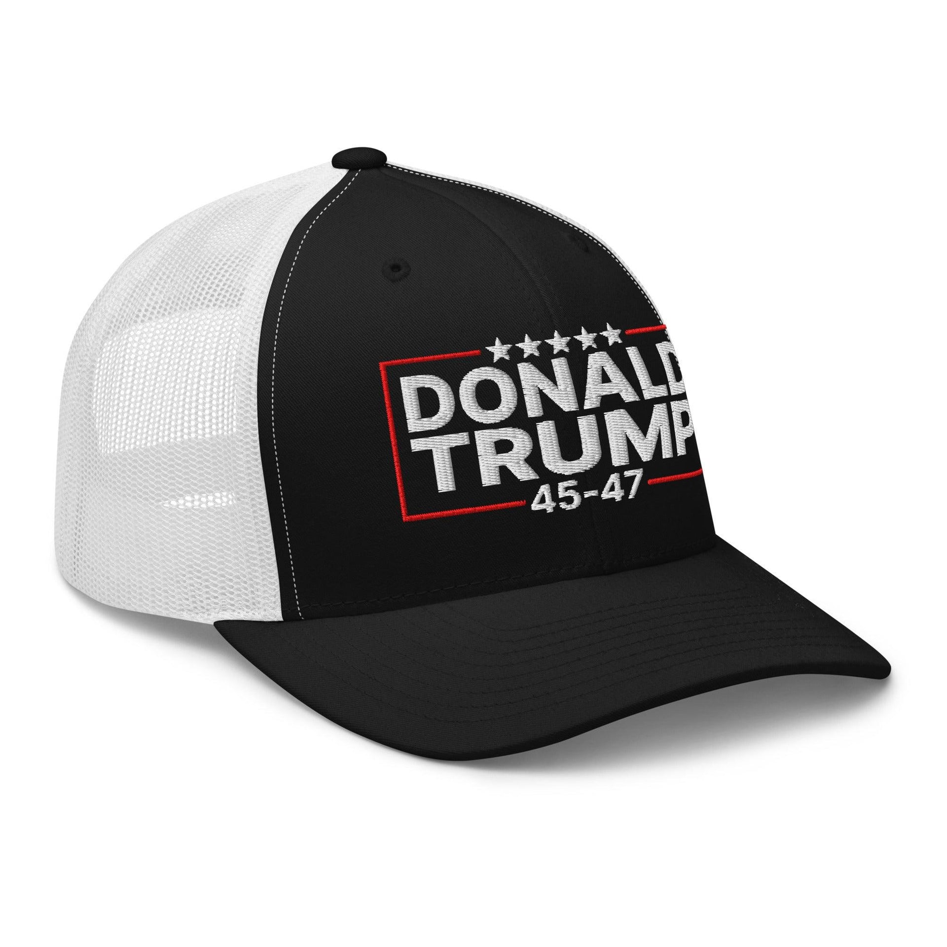 Donald Trump 45-47 Embroidered Mesh Trucker Hat Capital Crowns Conservative LADs Trucker Hats