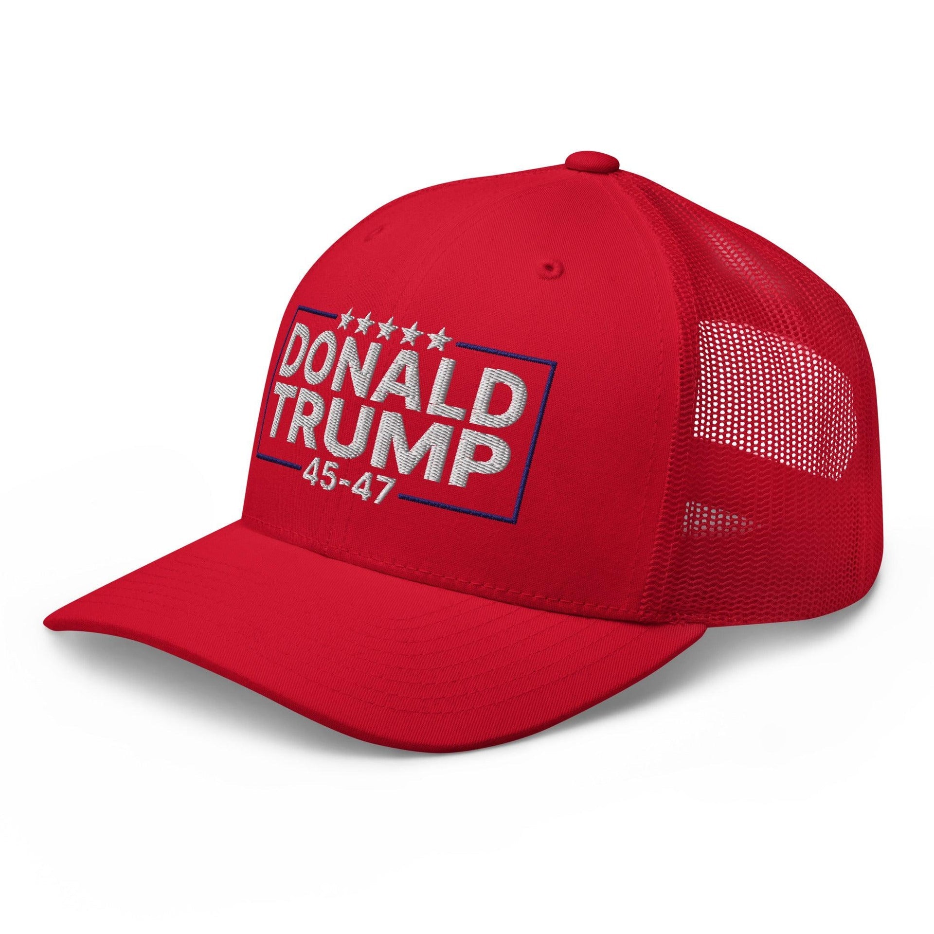 Donald Trump 45-47 Embroidered Mesh Trucker Hat Capital Crowns Conservative LADs Trucker Hats