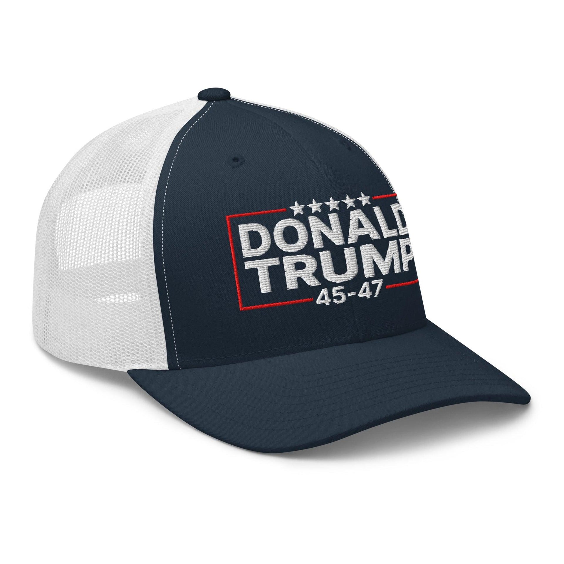 Donald Trump 45-47 Embroidered Mesh Trucker Hat Capital Crowns Conservative LADs Trucker Hats