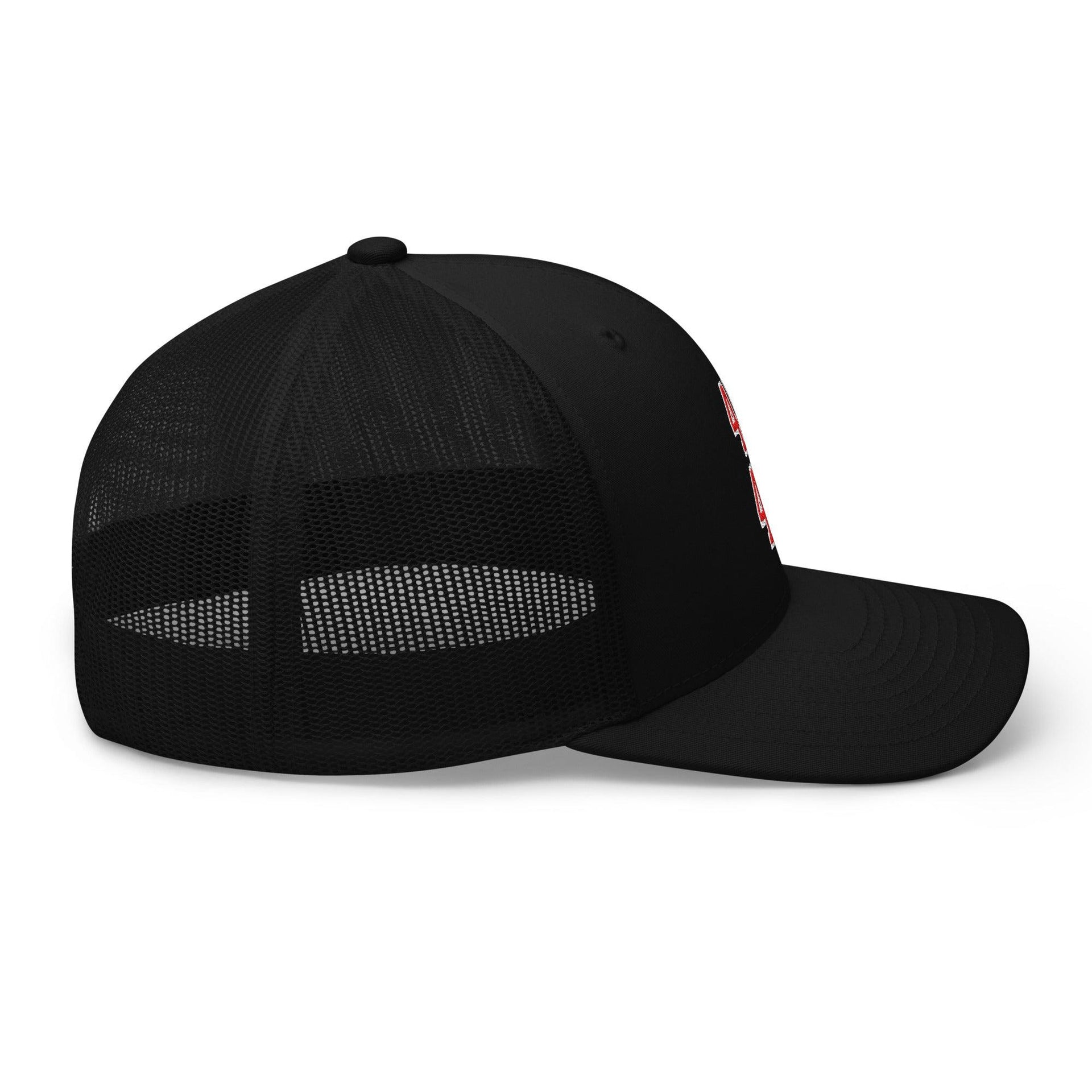 Donald Trump 45-47 Embroidered Mesh Trucker Hat Red/White Capital Crowns Conservative LADs Trucker Hats