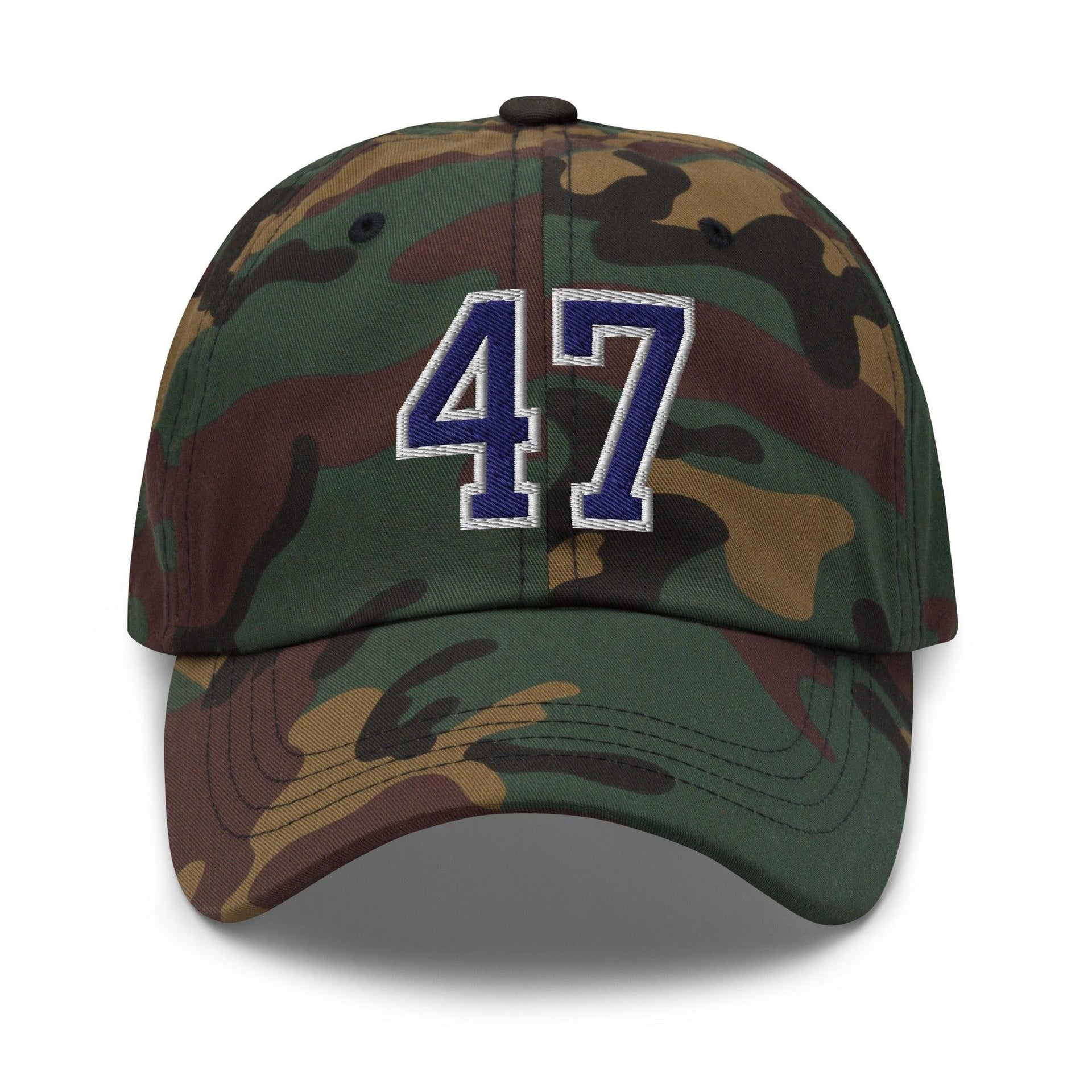 Donald Trump 47 Embroidered Dad Hat Blue/White Green Camo Capital Crowns Conservative Dad Hats LADs