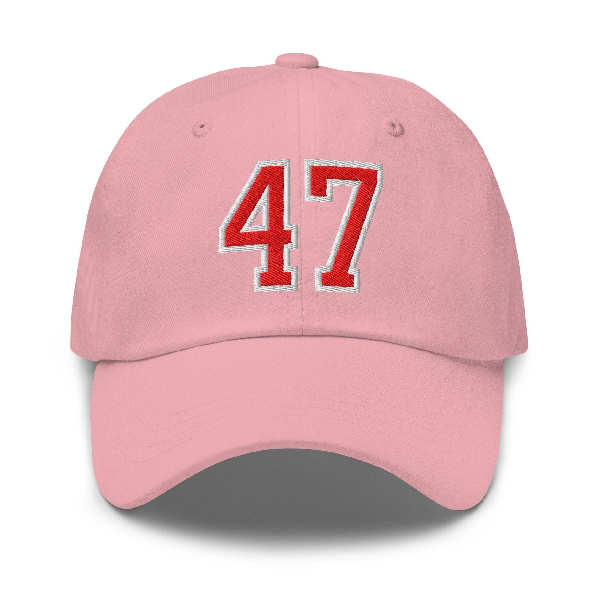 Donald Trump 47 Embroidered Dad Hat Red/White Pink Capital Crowns Conservative Dad Hats LADs