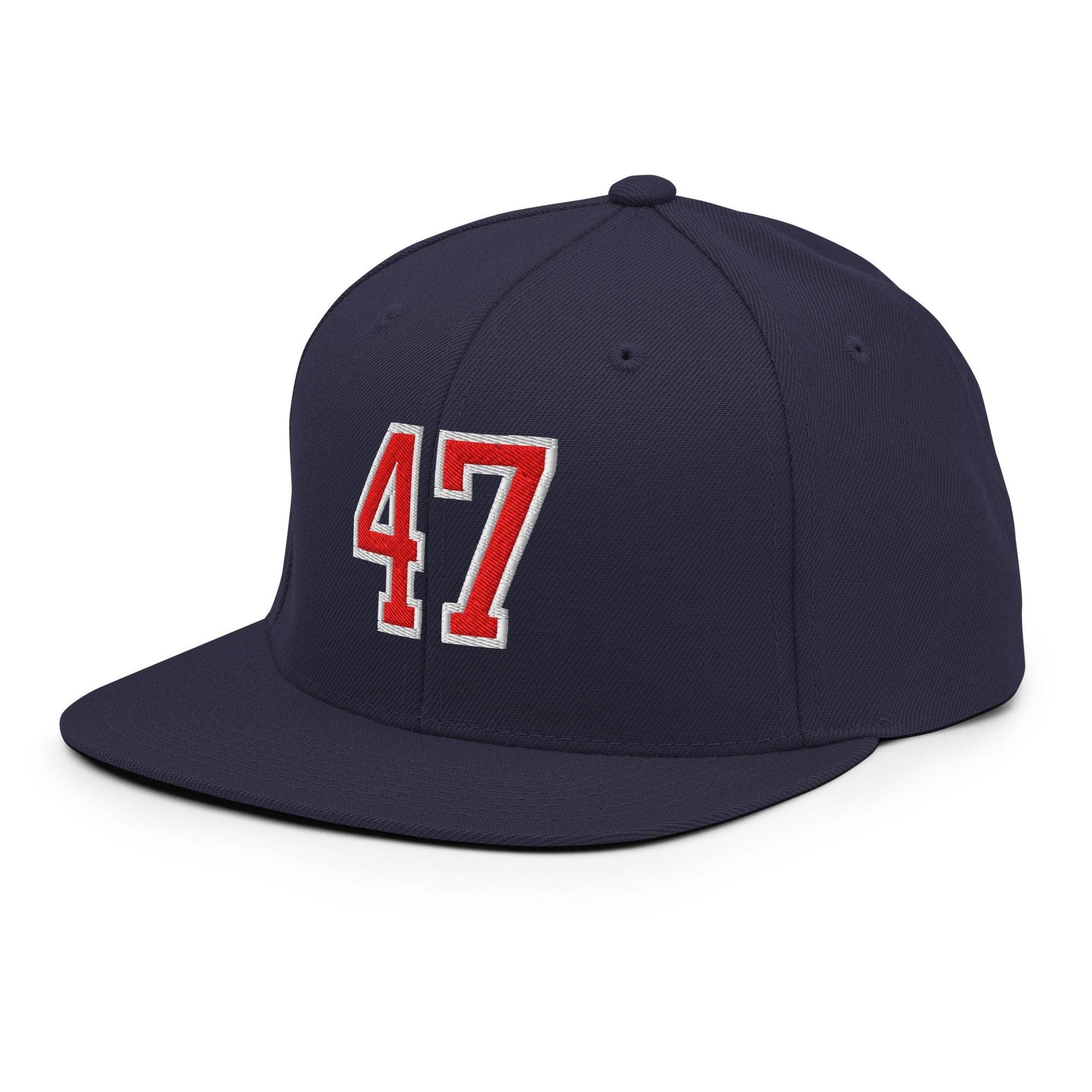 Donald Trump 47 Embroidered Flat Bill Brim Snapback Hat Red/White Capital Crowns Conservative LADs Snapback Hats