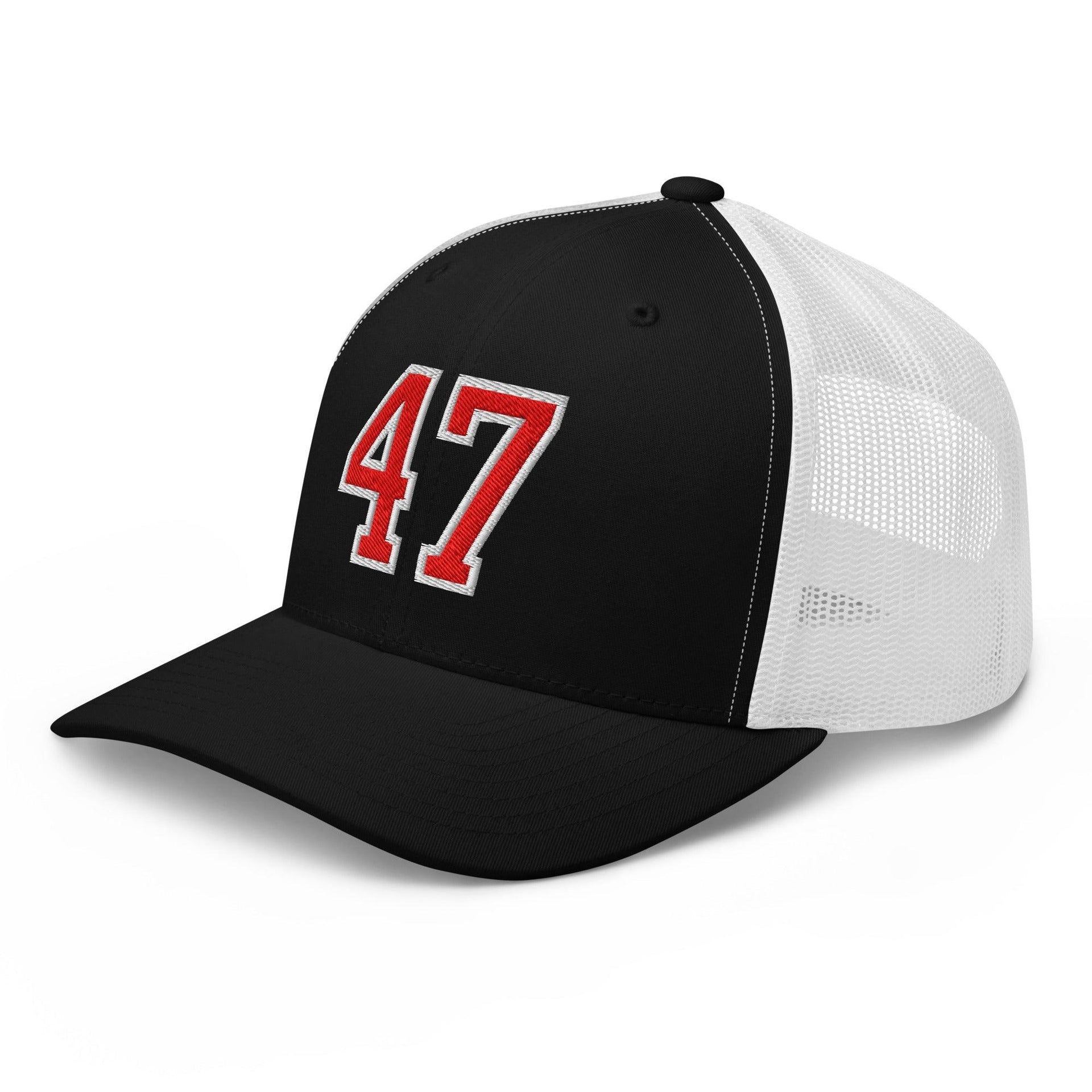 Donald Trump 47 Embroidered Mesh Trucker Hat Red/White Capital Crowns Conservative LADs Trucker Hats
