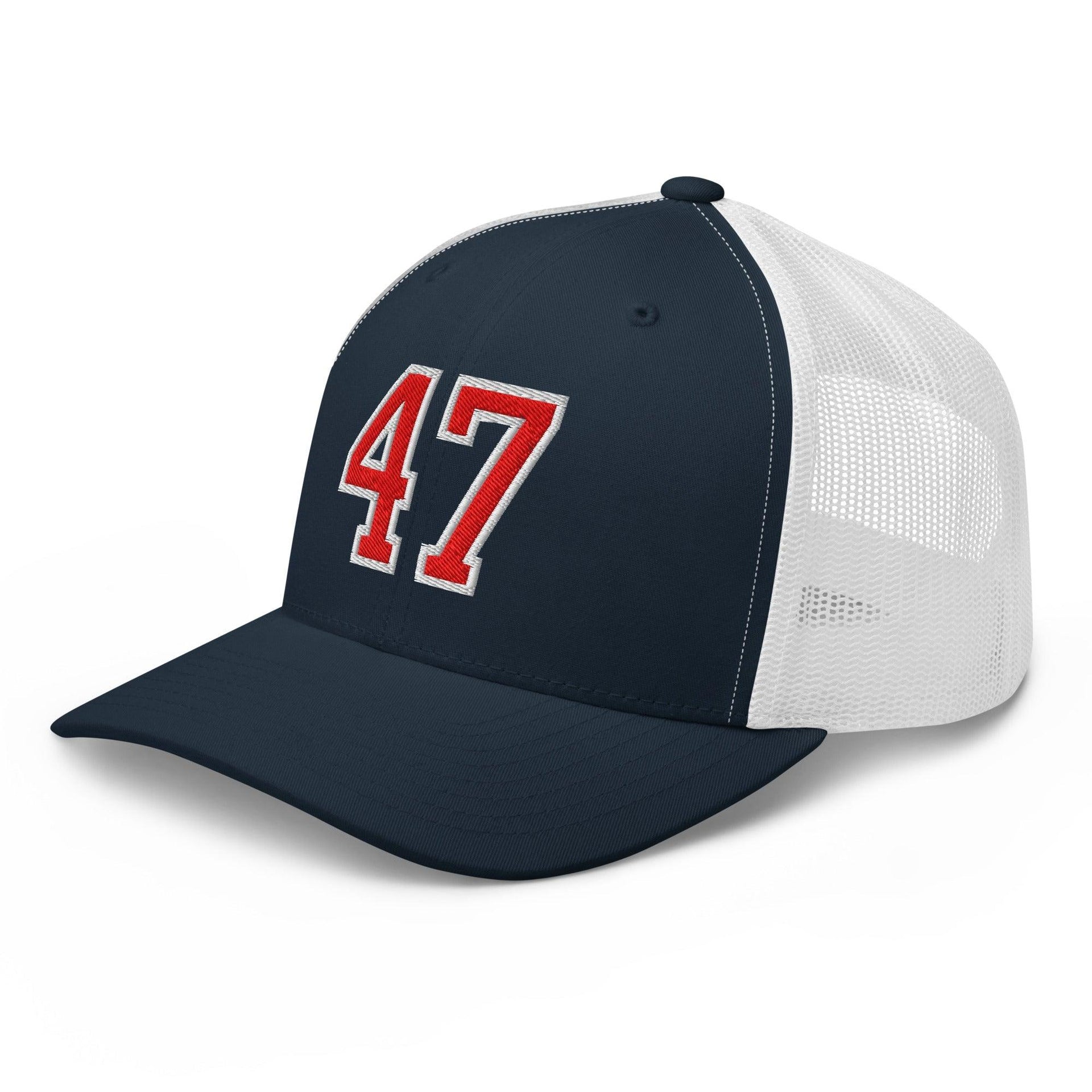 Donald Trump 47 Embroidered Mesh Trucker Hat Red/White Capital Crowns Conservative LADs Trucker Hats