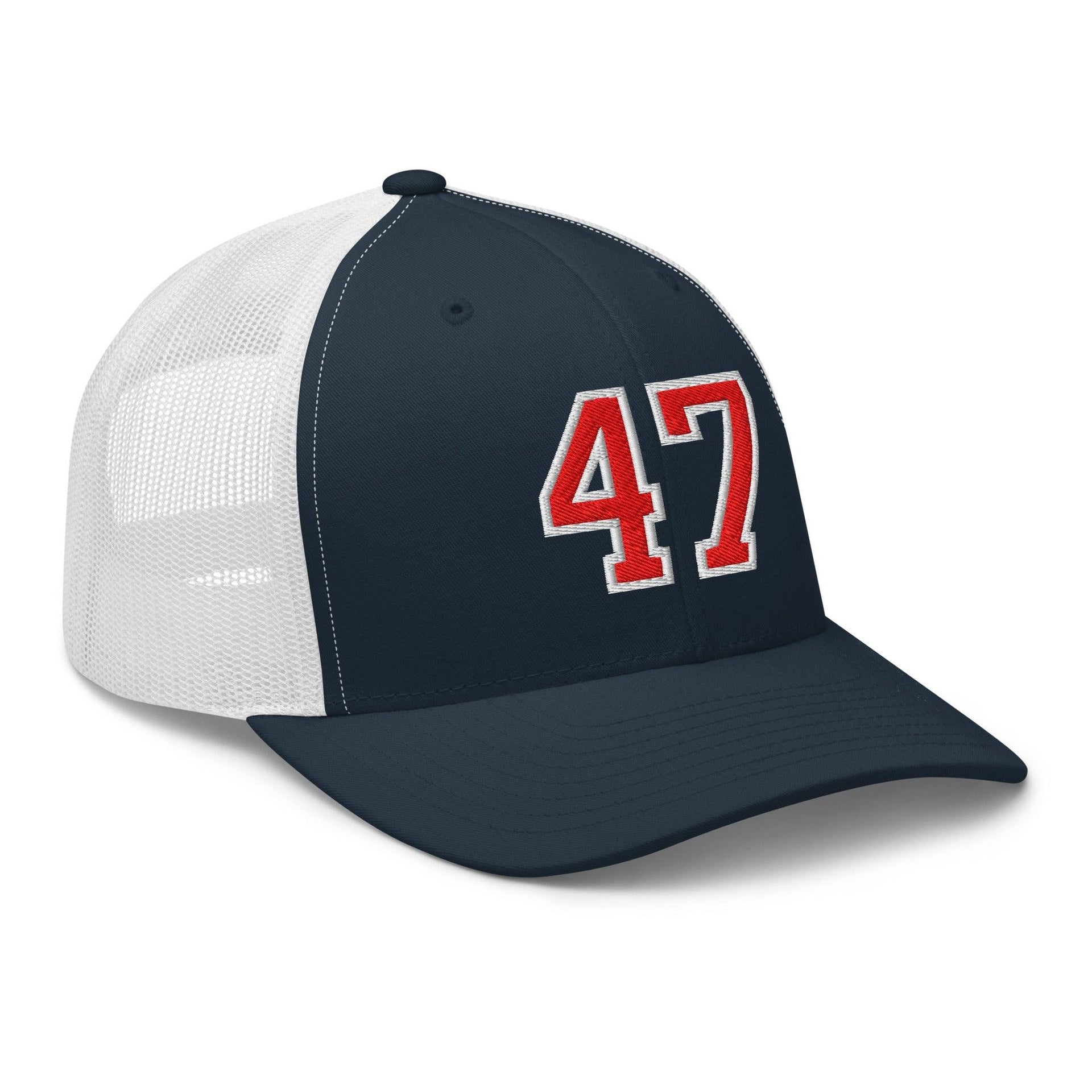 Donald Trump 47 Embroidered Mesh Trucker Hat Red/White Capital Crowns Conservative LADs Trucker Hats