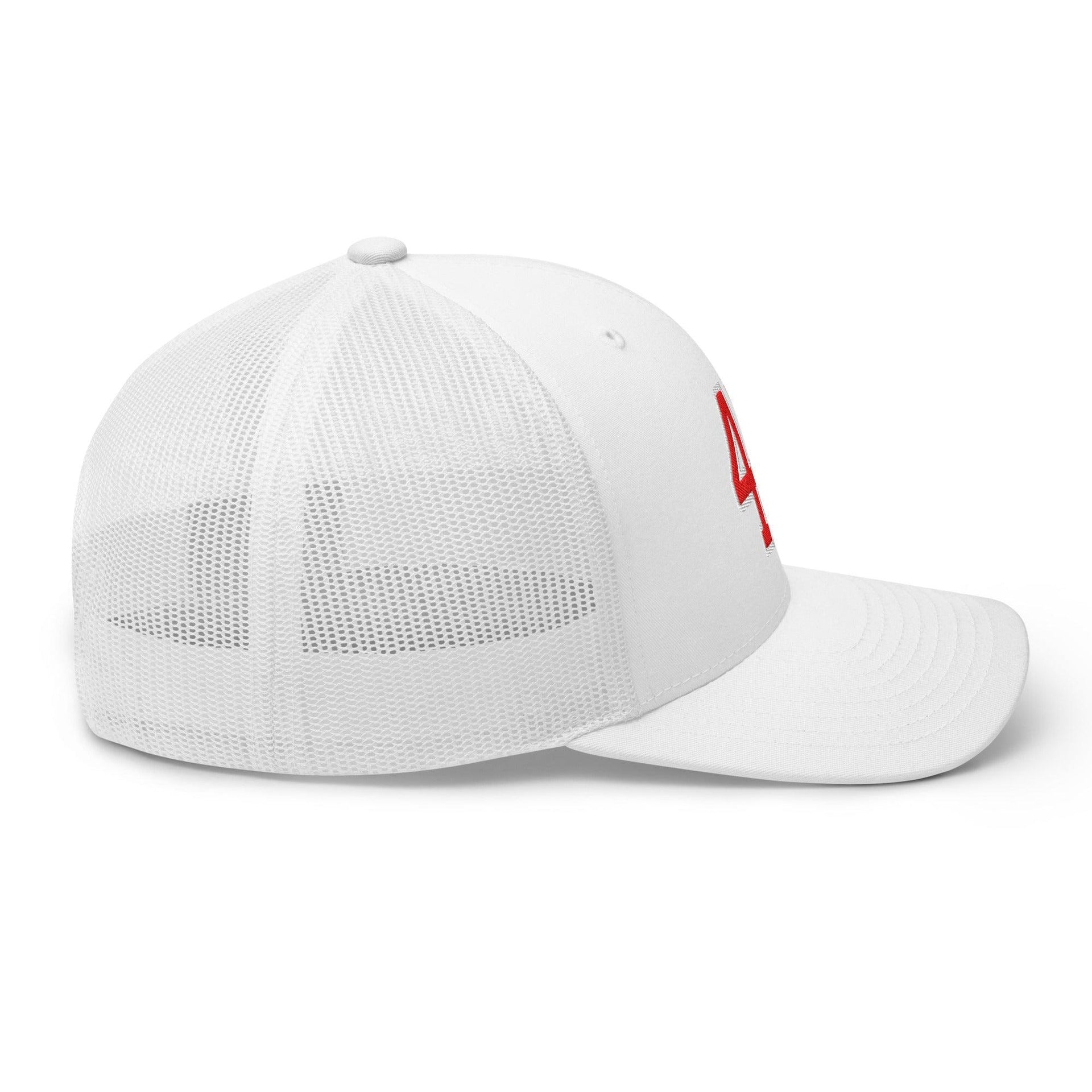 Donald Trump 47 Embroidered Mesh Trucker Hat Red/White Capital Crowns Conservative LADs Trucker Hats