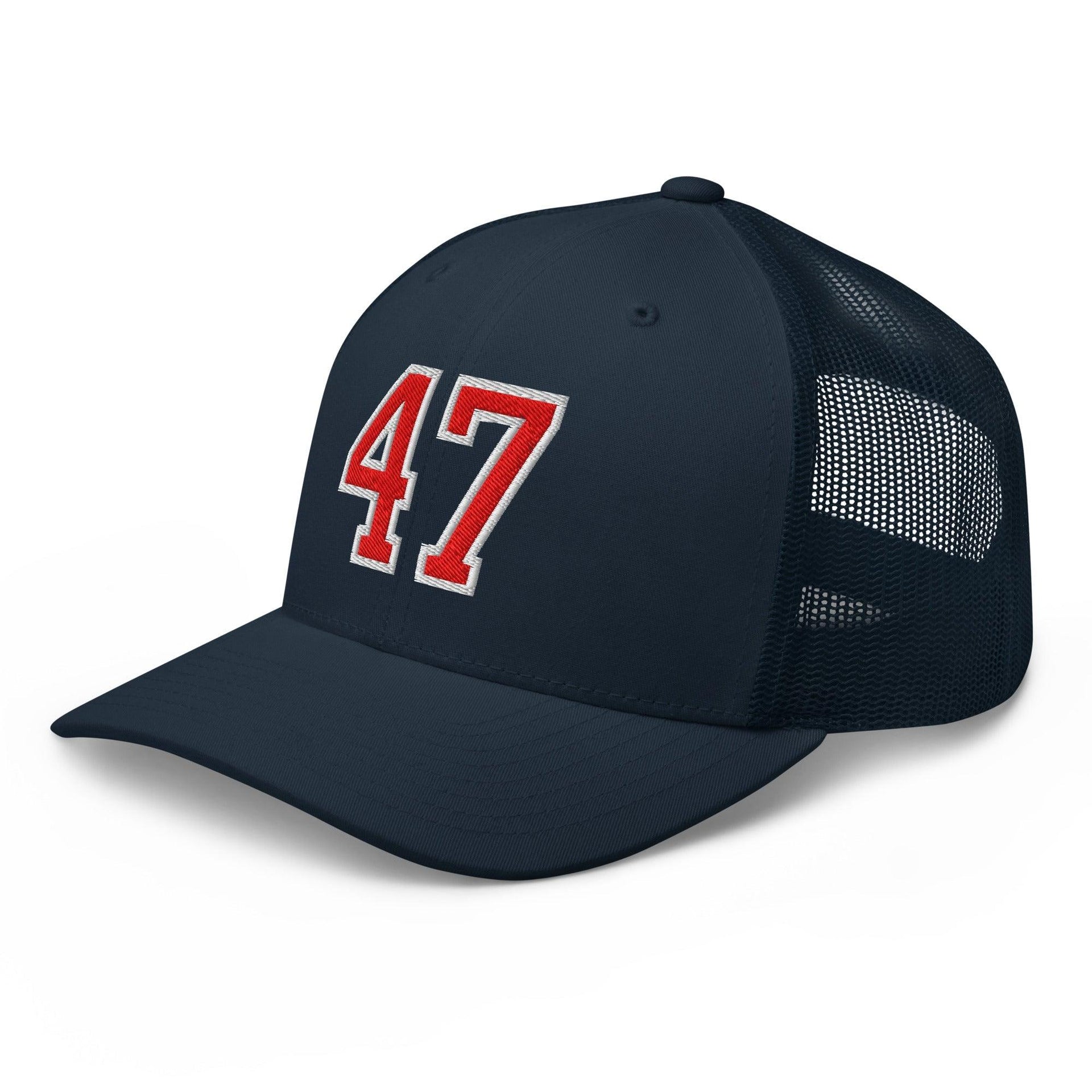 Donald Trump 47 Embroidered Mesh Trucker Hat Red/White Capital Crowns Conservative LADs Trucker Hats