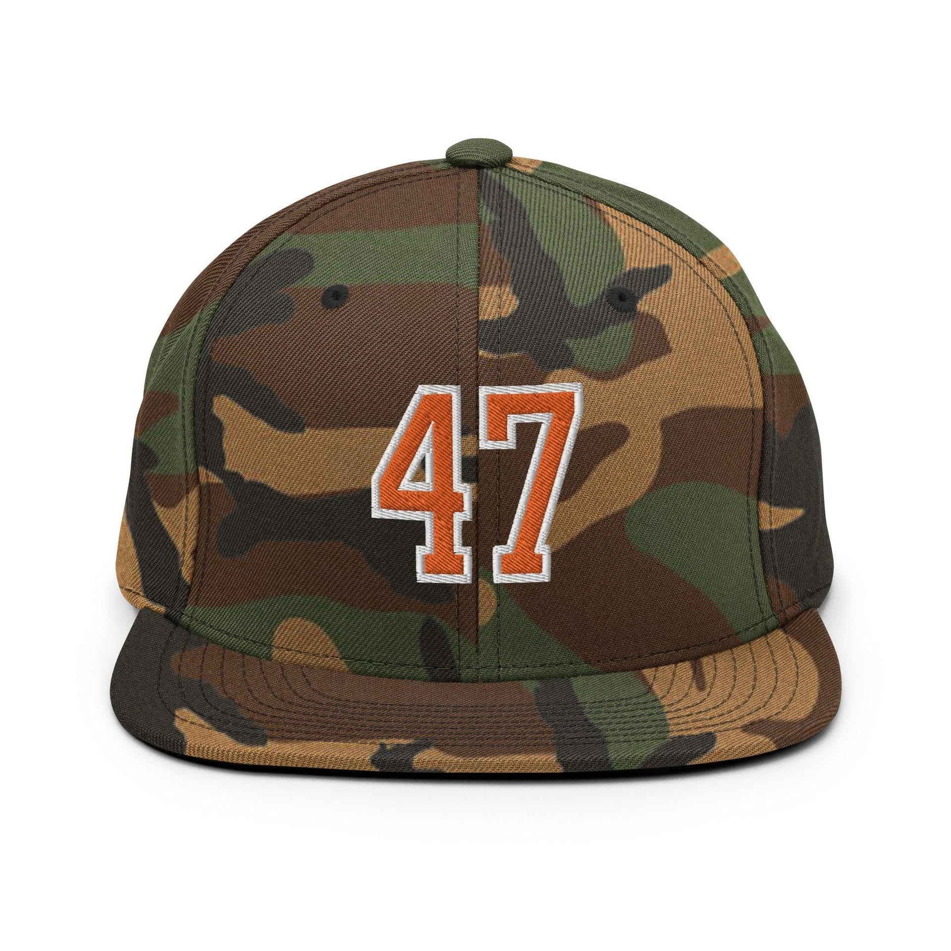 Donald Trump 47 Flat Bill Brim Snapback Hat Green Camo Capital Crowns Conservative LADs Snapback Hats