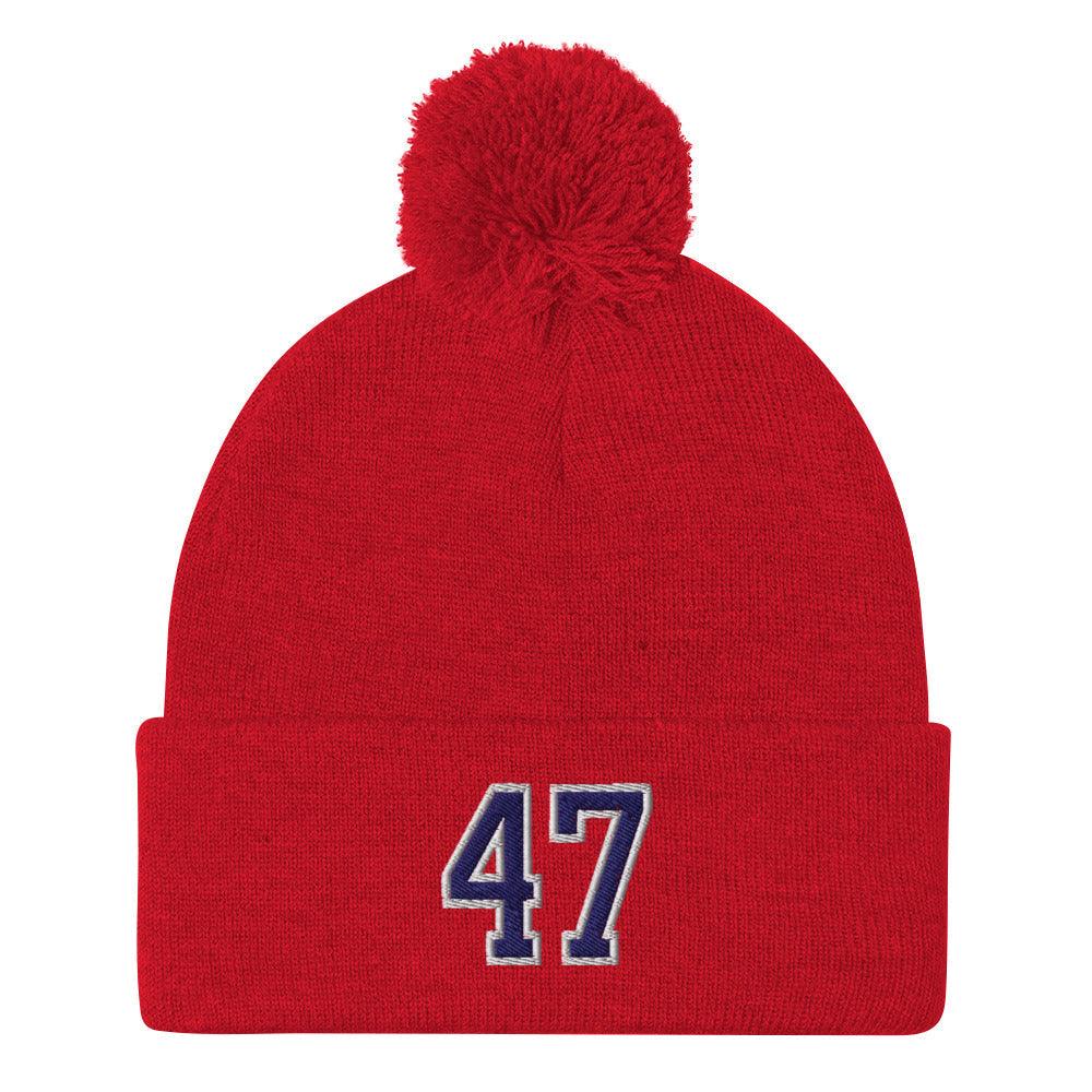 Donald Trump 47 Knit Pom Pom Beanie Red Beanies Capital Crowns Conservative LADs