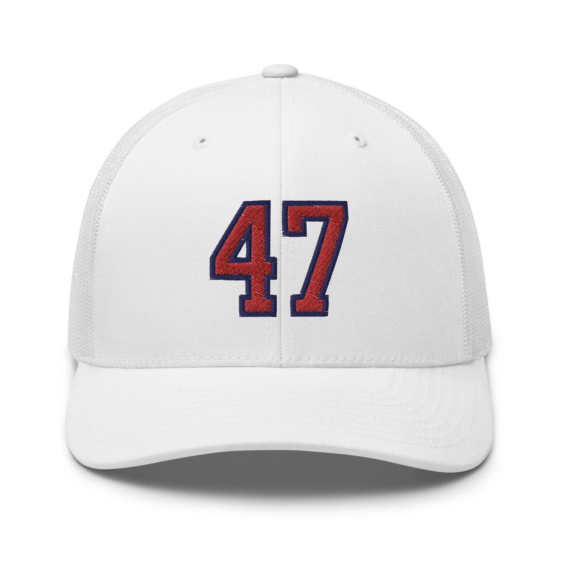 Donald Trump 47 Retro Trucker Hat White Capital Crowns Conservative LADs Trucker Hats