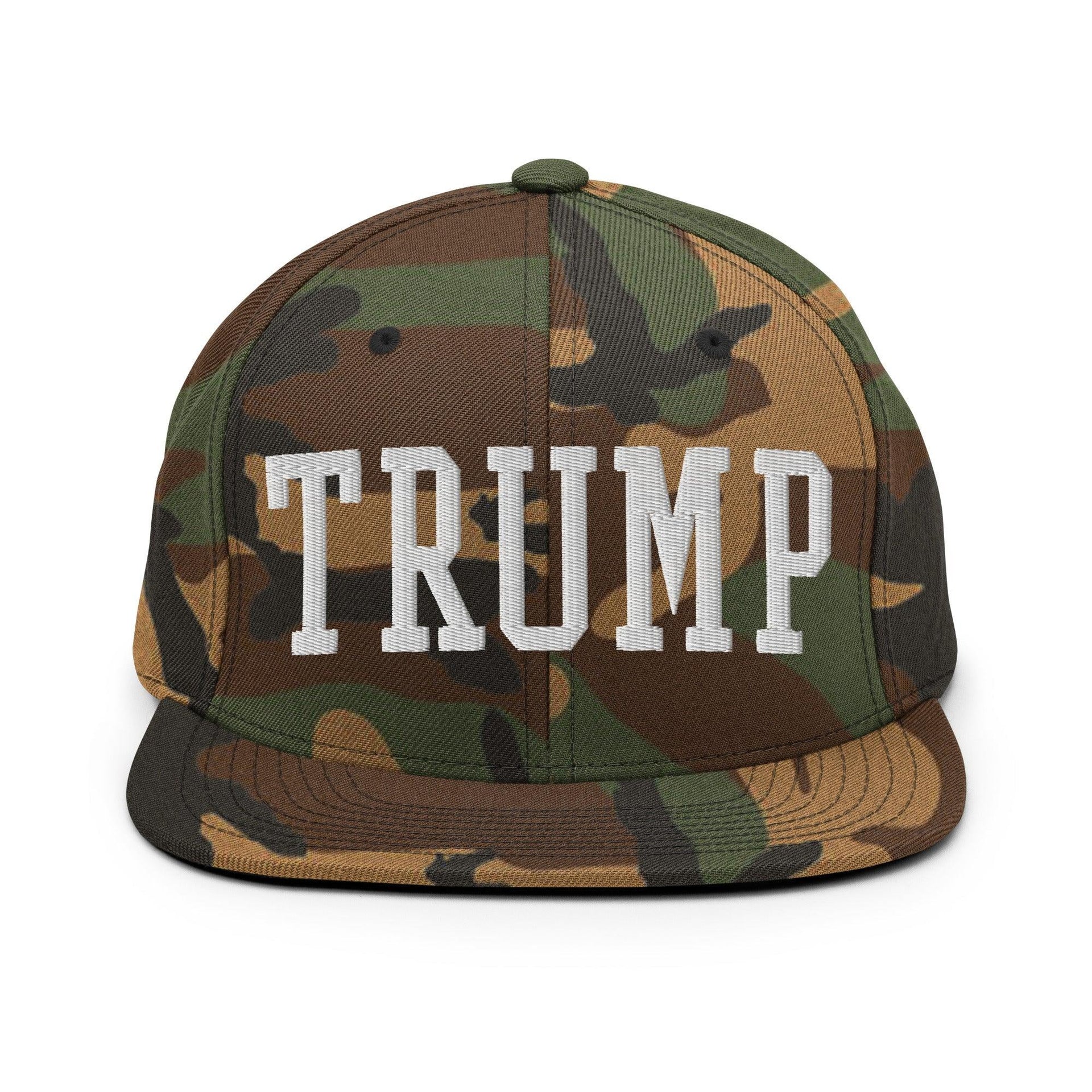 Donald Trump Block Flat Bill Brim Snapback Hat Green Camo Capital Crowns Conservative LADs Snapback Hats
