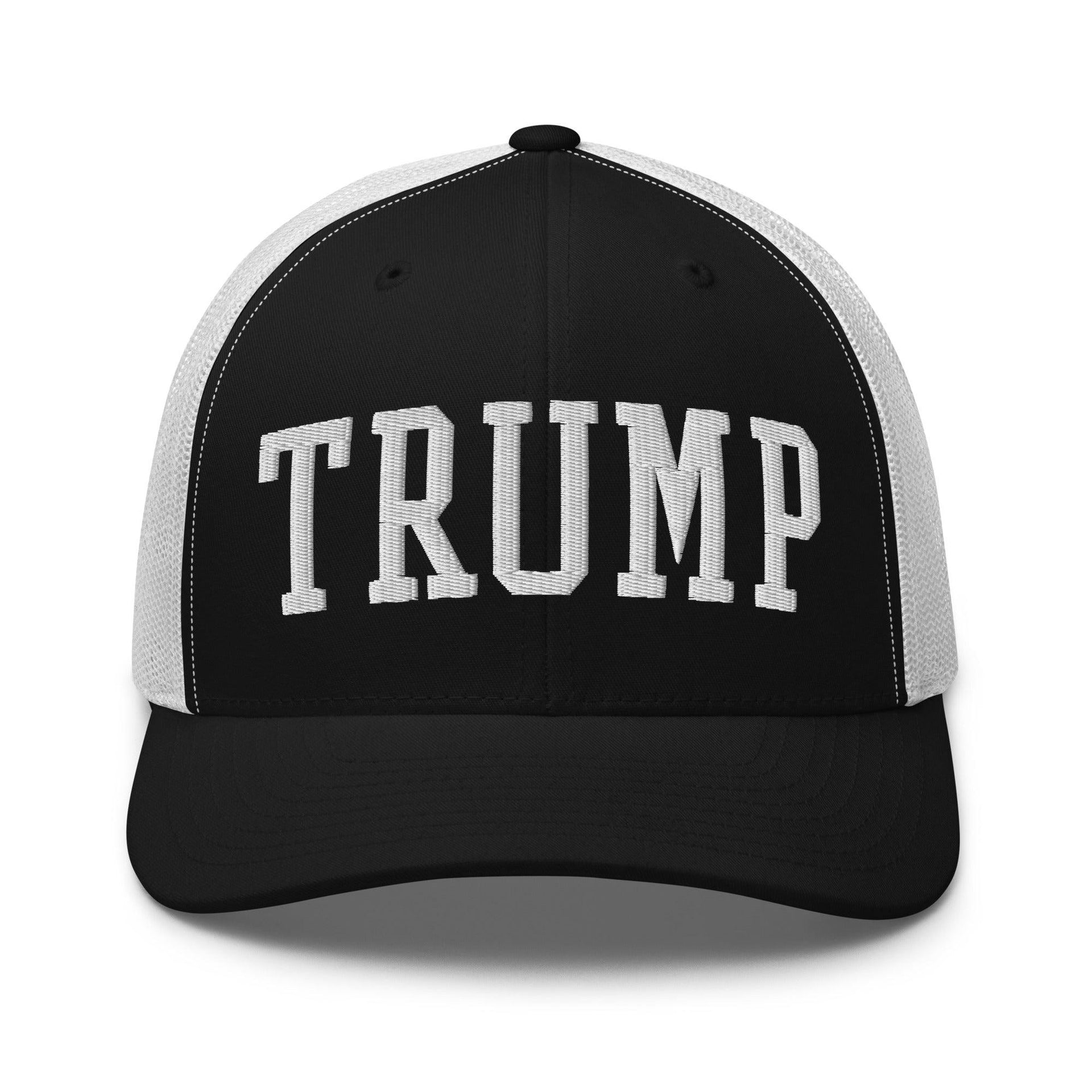 Donald Trump Block Retro Trucker Hat Black White Capital Crowns Conservative LADs Trucker Hats