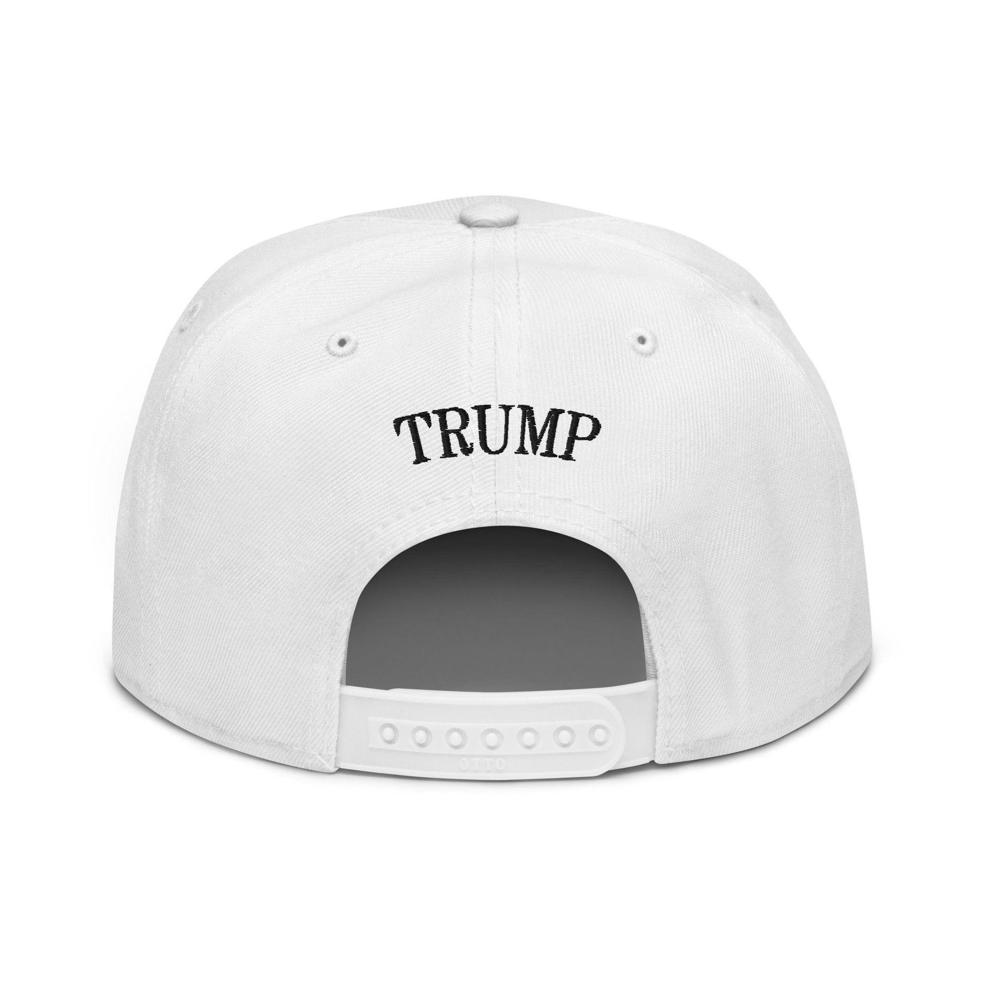 Donald Trump Ghost Halloween Flat Bill Brim High Crown Snapback Hat Capital Crowns Conservative Halloween LADs Snapback Hats Trump Halloween White