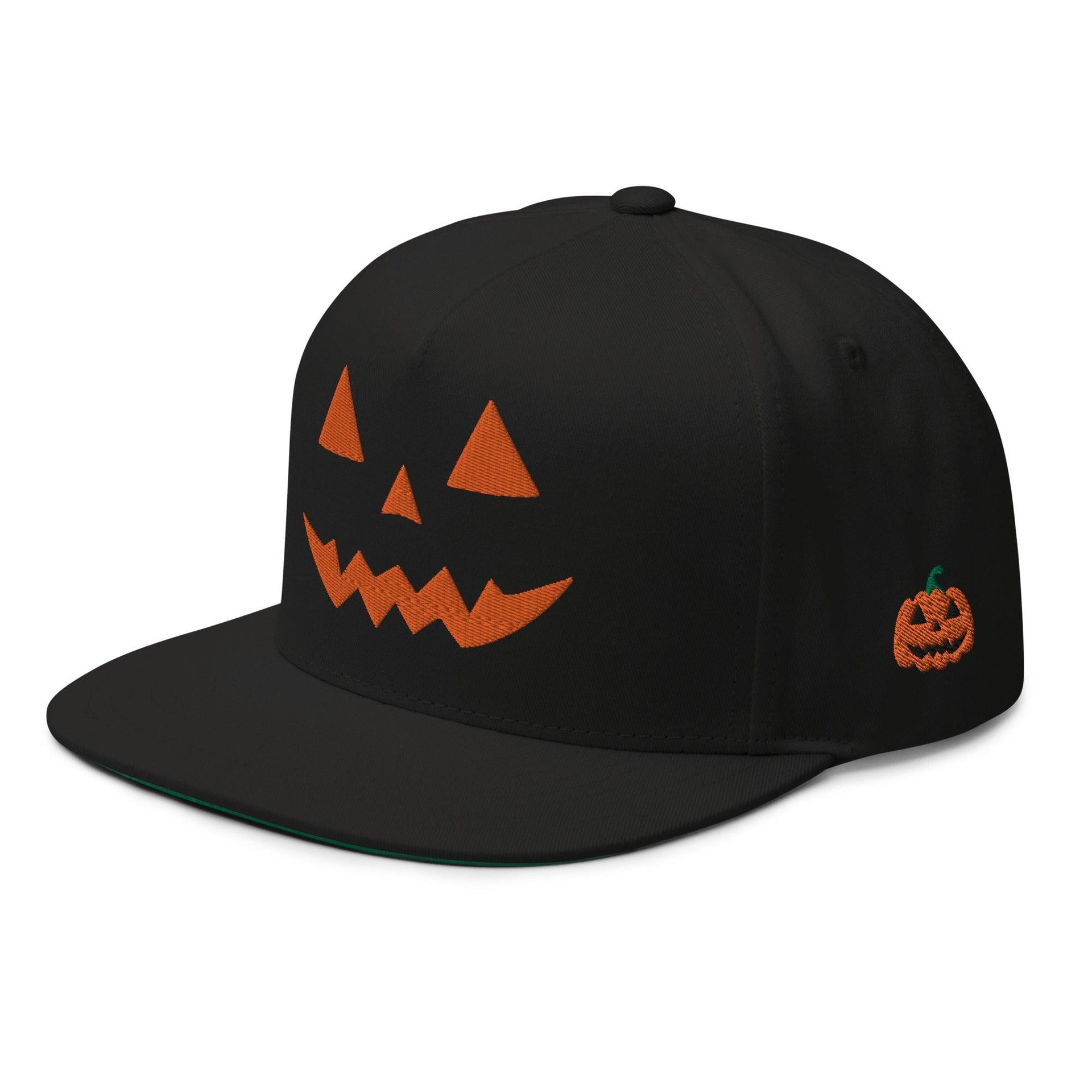 Donald Trump Jack-O'-Lantern Halloween Flat Bill Brim 5 Panel Snapback Hat Black Capital Crowns Conservative Halloween LADs Snapback Hats Trump Halloween