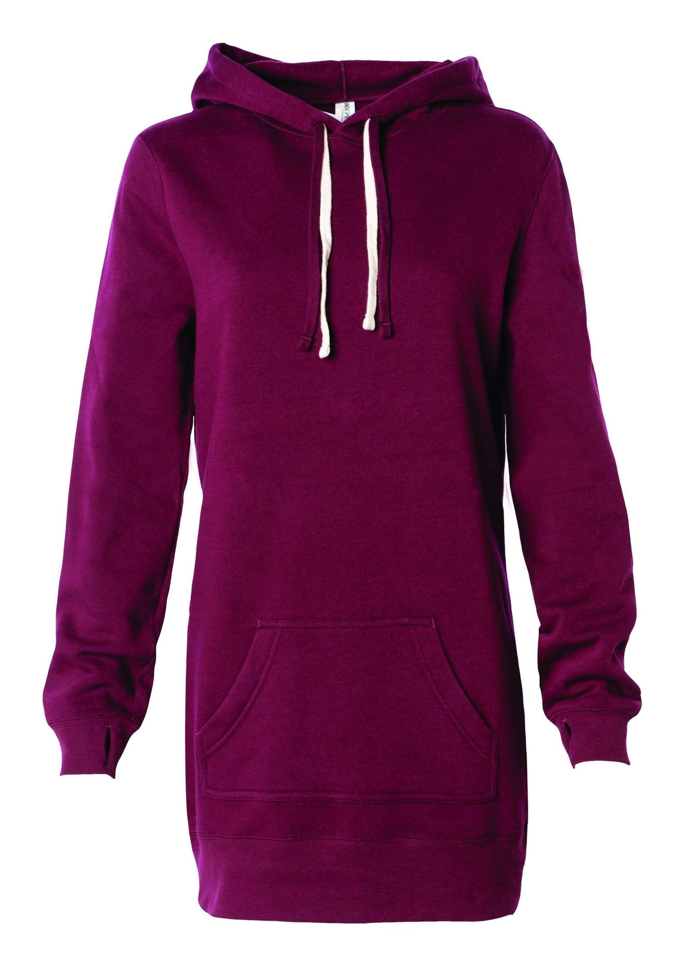 PRM65DRS - Midweight Special Blend Hooded Pullover Dress Maroon COTTON / POLYESTER FITTED fleece FRENCH TERRY hoodie Hoodie Dress INDEPENDENT MIDWEIGHT PREMIUM PRM65 PRM65DRS pullover PULLOVERS SPECIAL BLEND tearaway WOMEN
