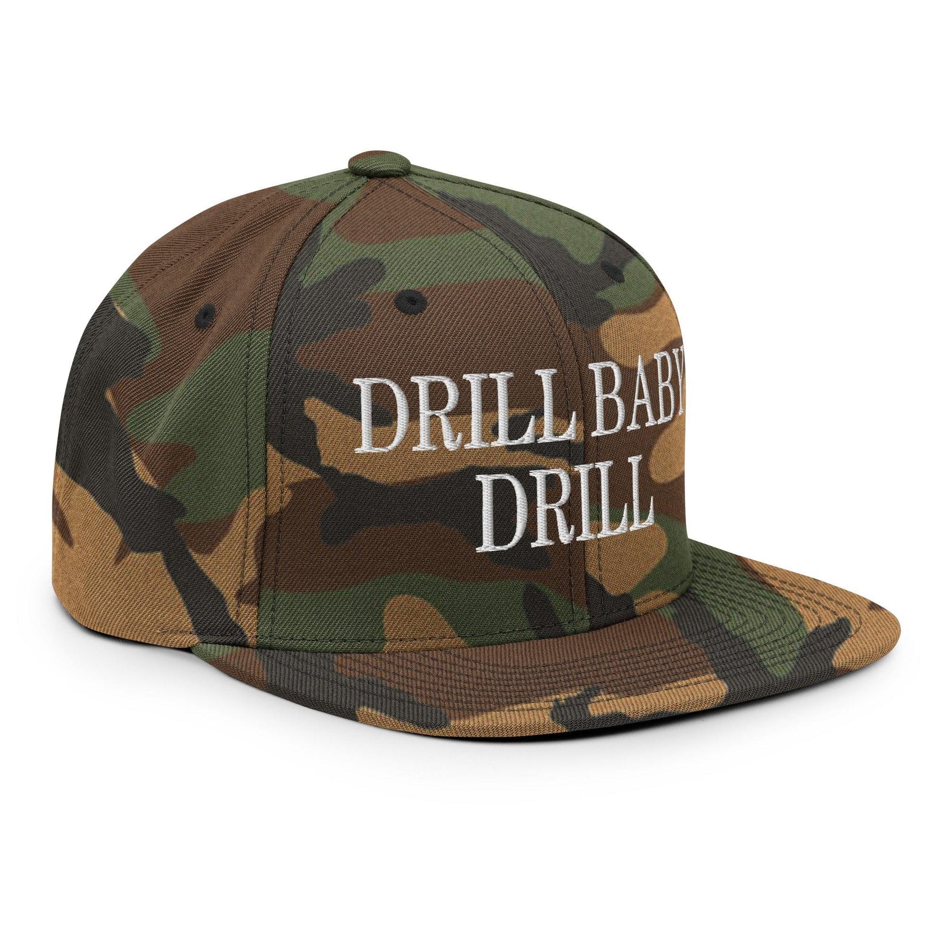 Drill Baby Drill Flat Bill Brim Snapback Hat Capital Crowns Conservative Snapback Hats