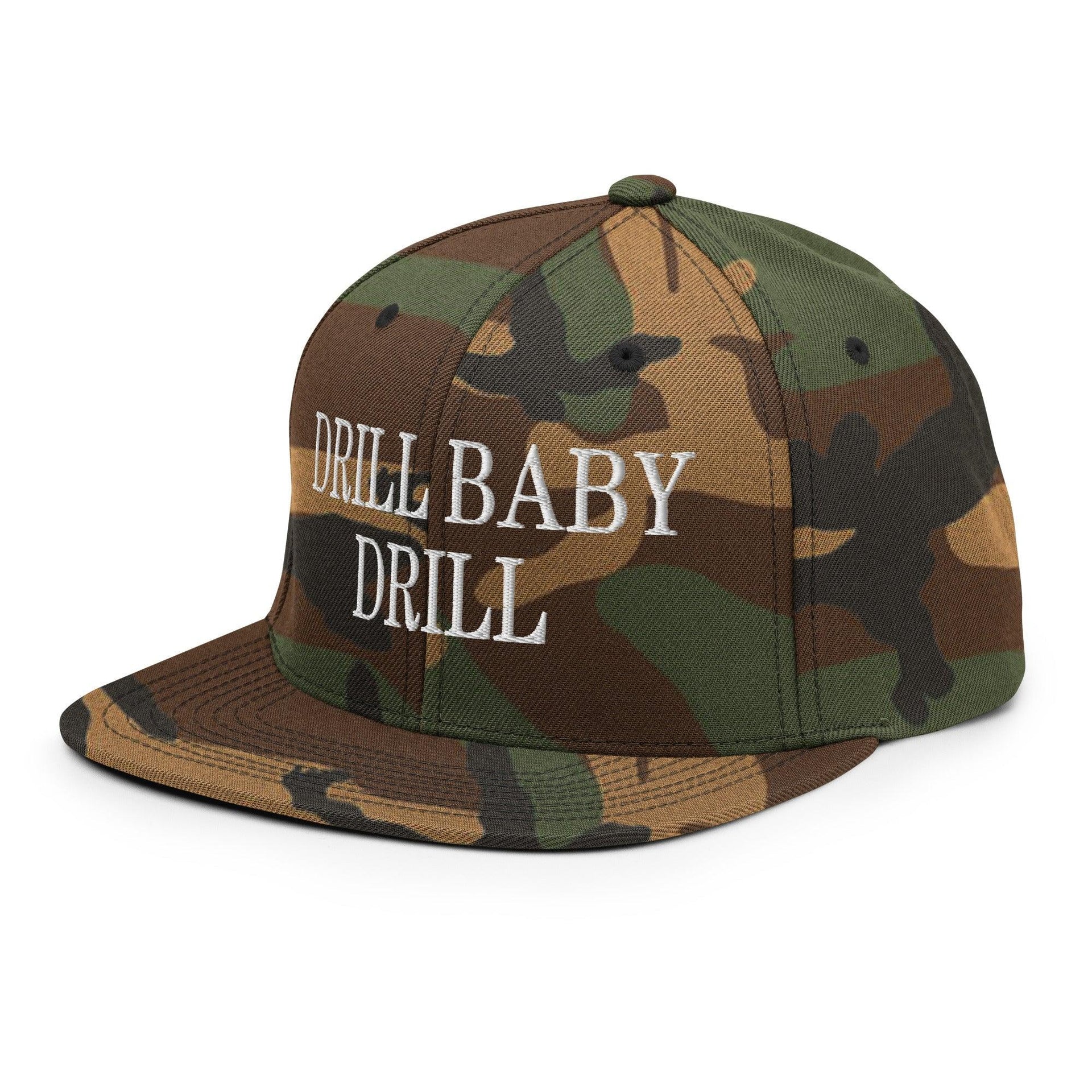 Drill Baby Drill Flat Bill Brim Snapback Hat Capital Crowns Conservative Snapback Hats