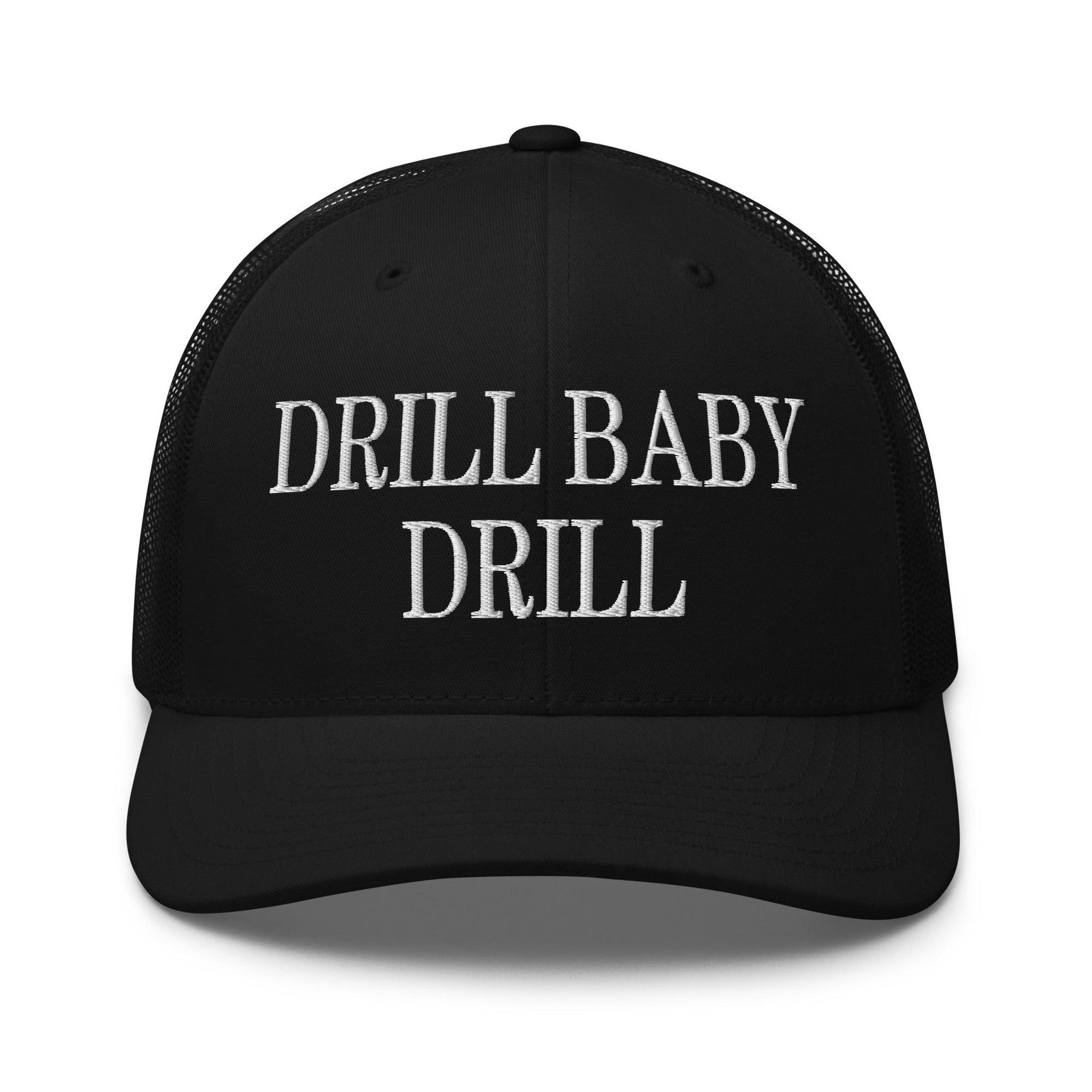 Drill Baby Drill Retro Trucker Hat Black Capital Crowns Conservative Trucker Hats