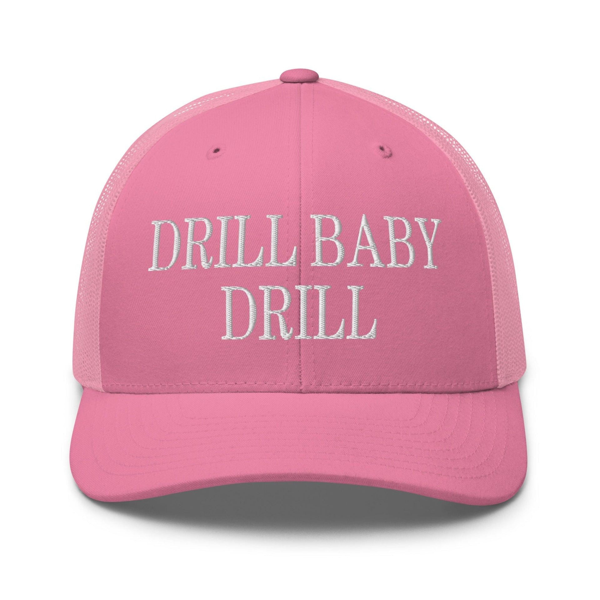 Drill Baby Drill Retro Trucker Hat Pink Capital Crowns Conservative Trucker Hats