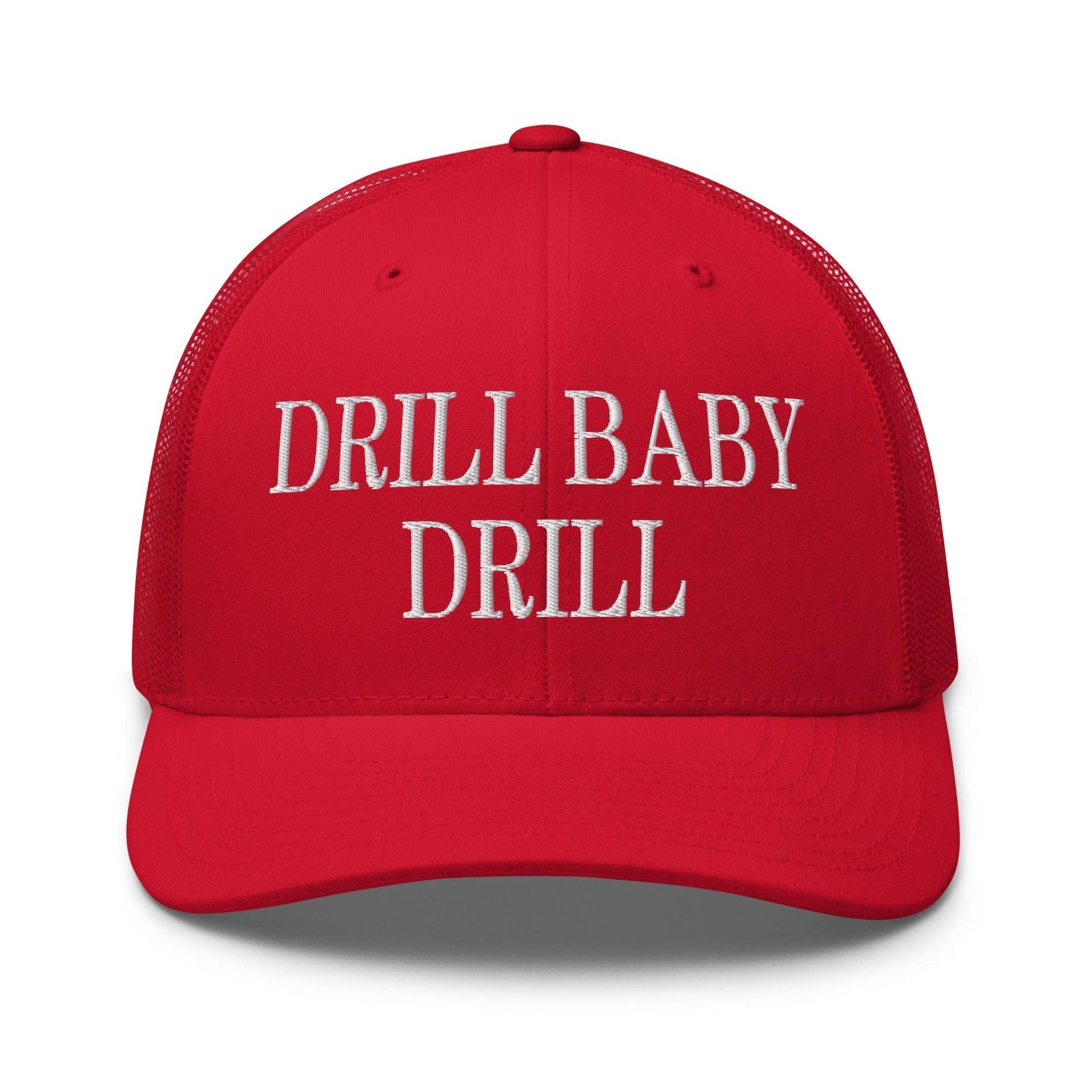 Drill Baby Drill Retro Trucker Hat Red Capital Crowns Conservative Trucker Hats