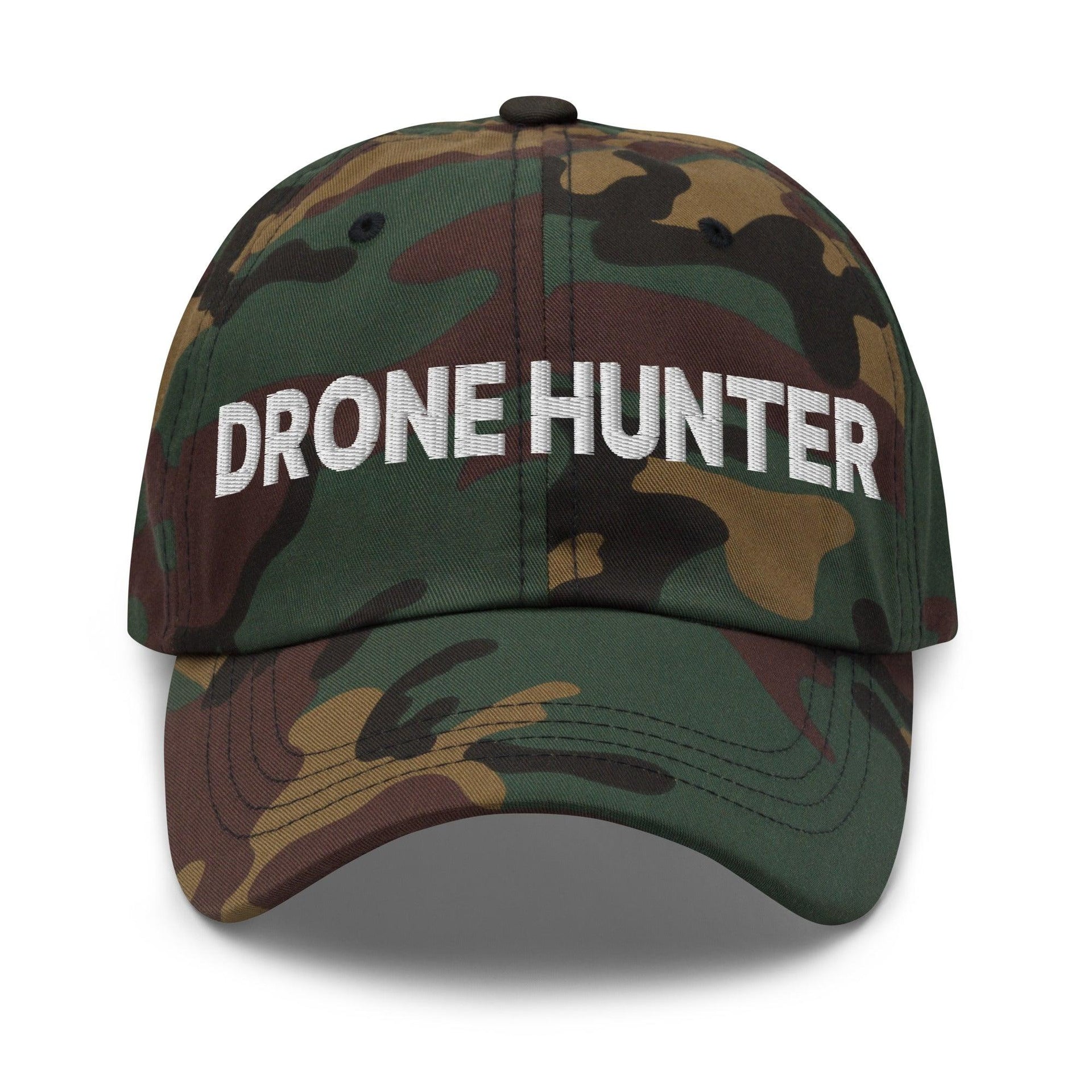 Drone Hunter Embroidered Dad Hat Green Camo Capital Crowns Dad Hats Funny