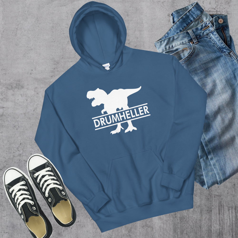 Drumheller T-Rex Hoodie Indigo Blue Alberta Canadian City Apparel