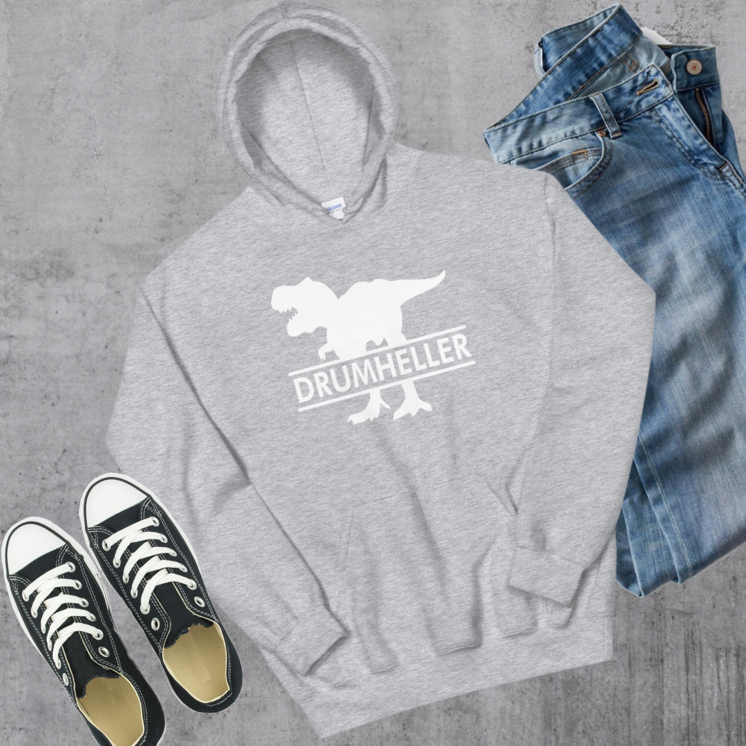 Drumheller T-Rex Hoodie Sport Grey Alberta Canadian City Apparel