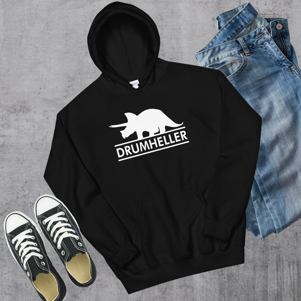 Drumheller Triceratops Hoodie Black Alberta Canadian City Apparel