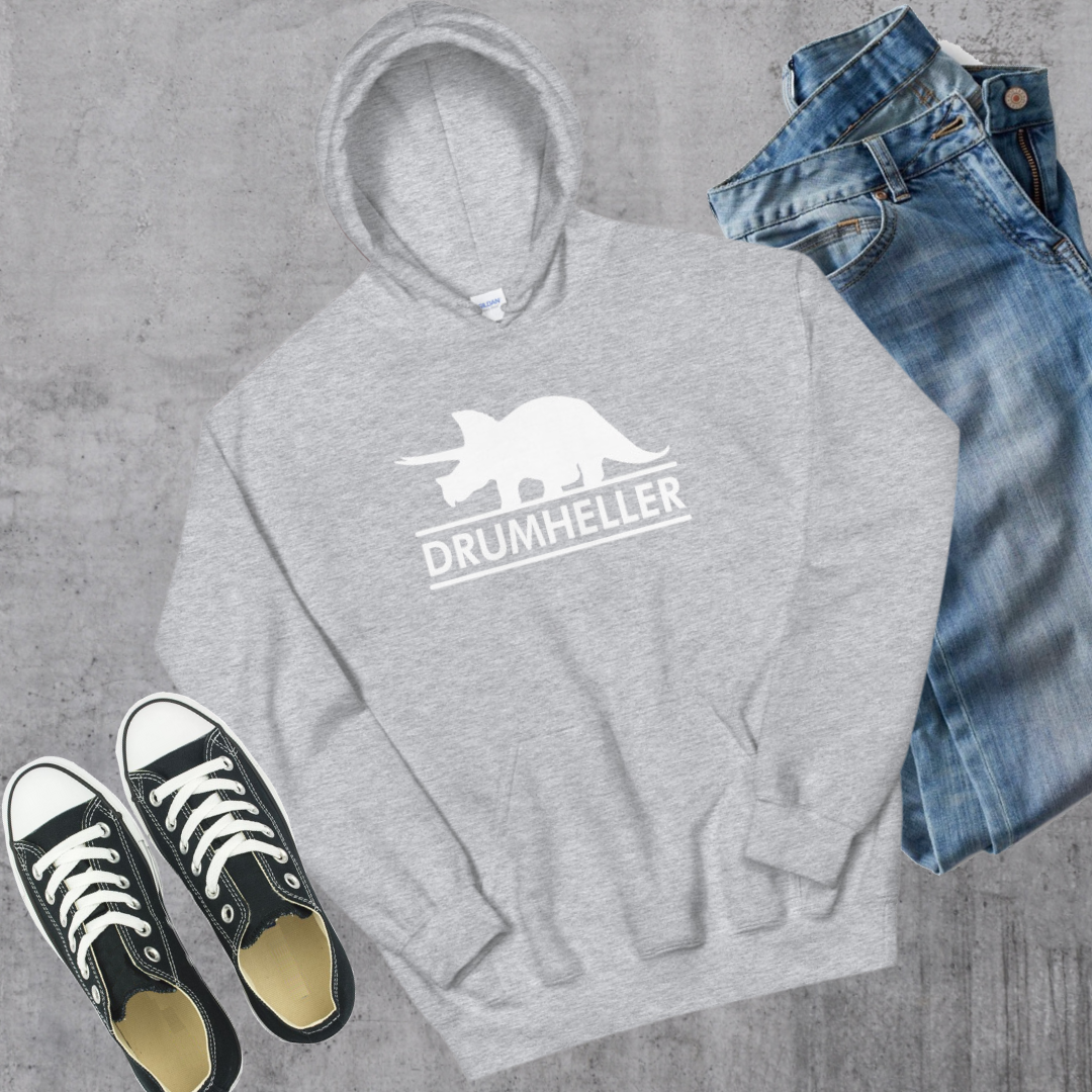 Drumheller Triceratops Hoodie Sport Grey Alberta Canadian City Apparel