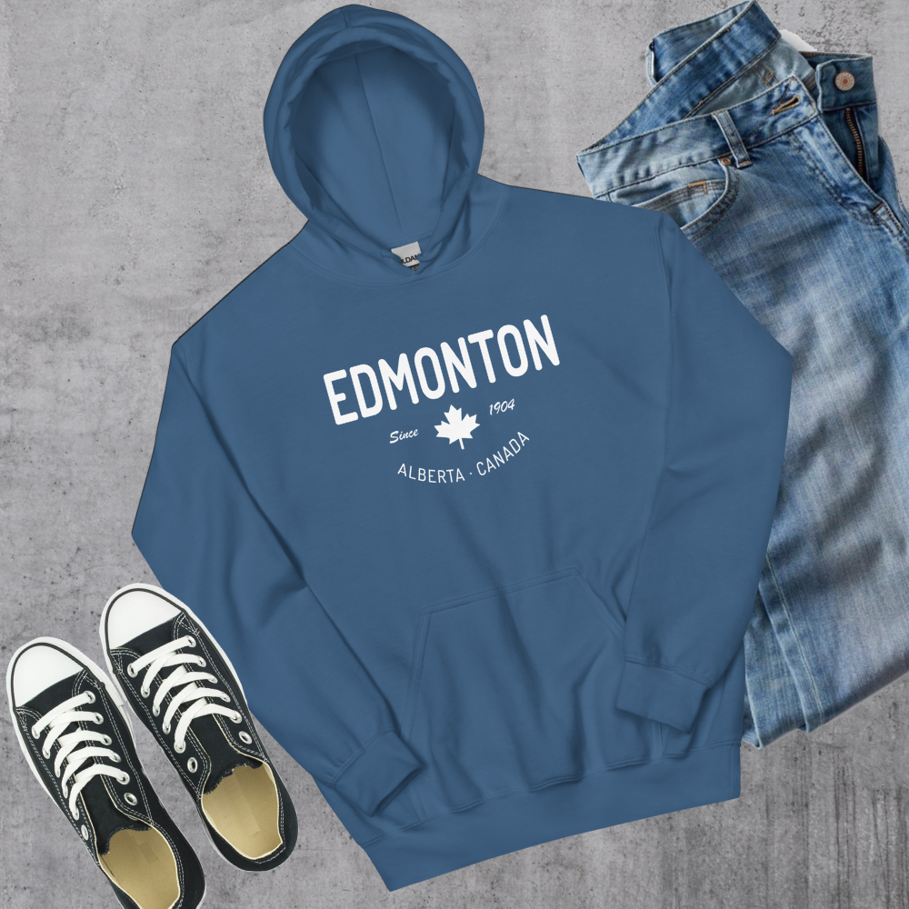 Edmonton Since 1904 Hoodie Indigo Blue Alberta Canadian City Apparel