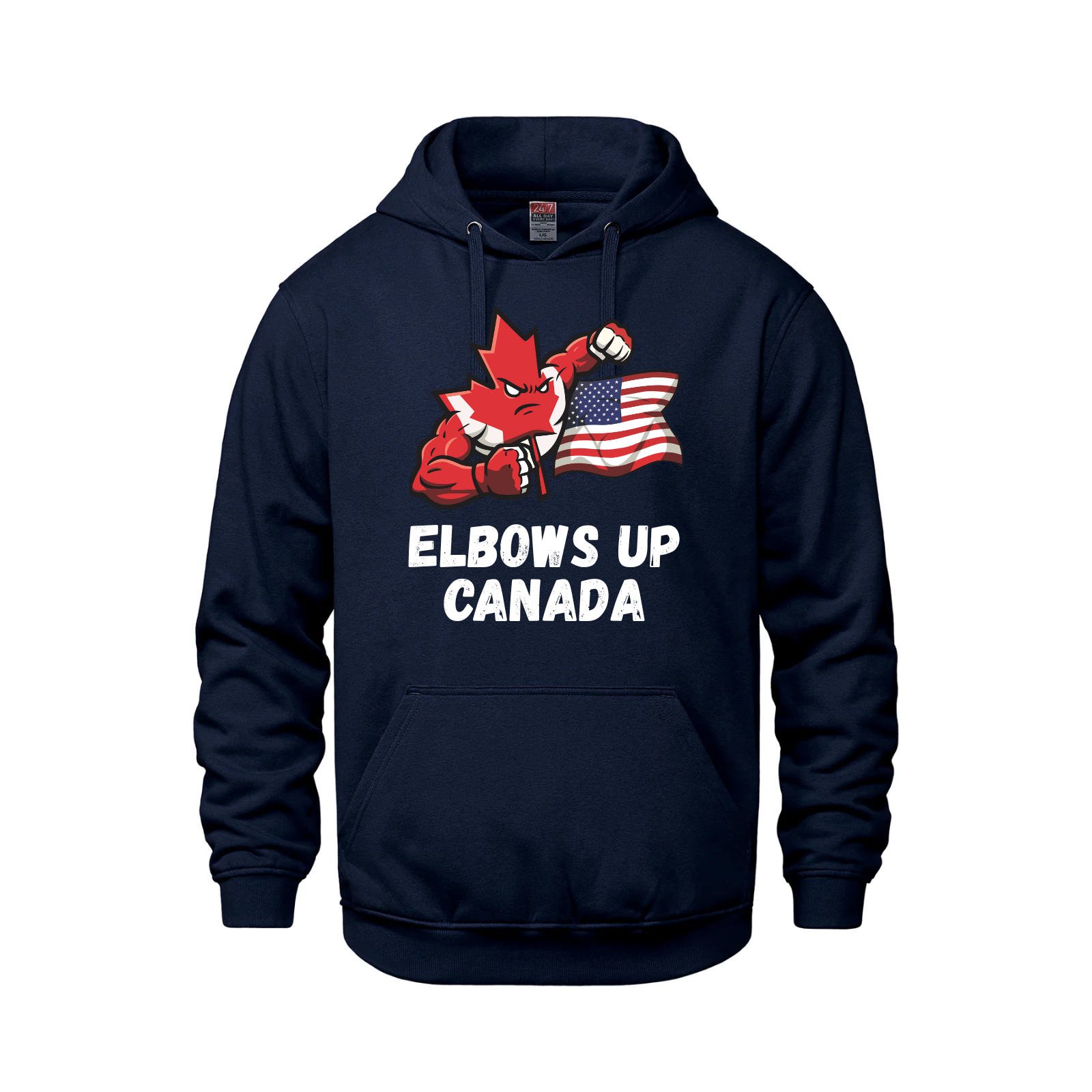 Elbows Up Canada! - 280GSM Pullover Hoodie – Proudly Canadian - Canada vs. America Navy Canada Canada Is Already Great Elbows Up Make Canada Great Again