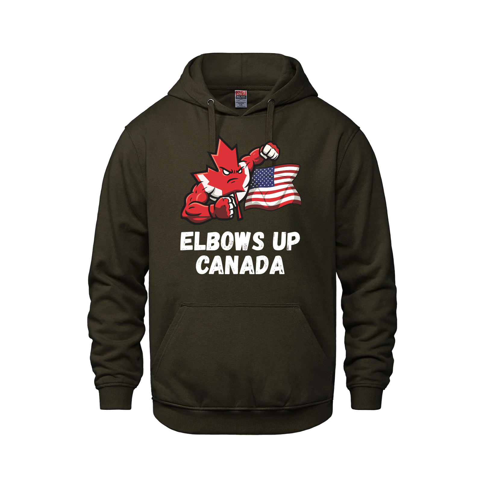 Elbows Up Canada! - 280GSM Pullover Hoodie – Proudly Canadian - Canada vs. America Brown Canada Canada Is Already Great Elbows Up Make Canada Great Again