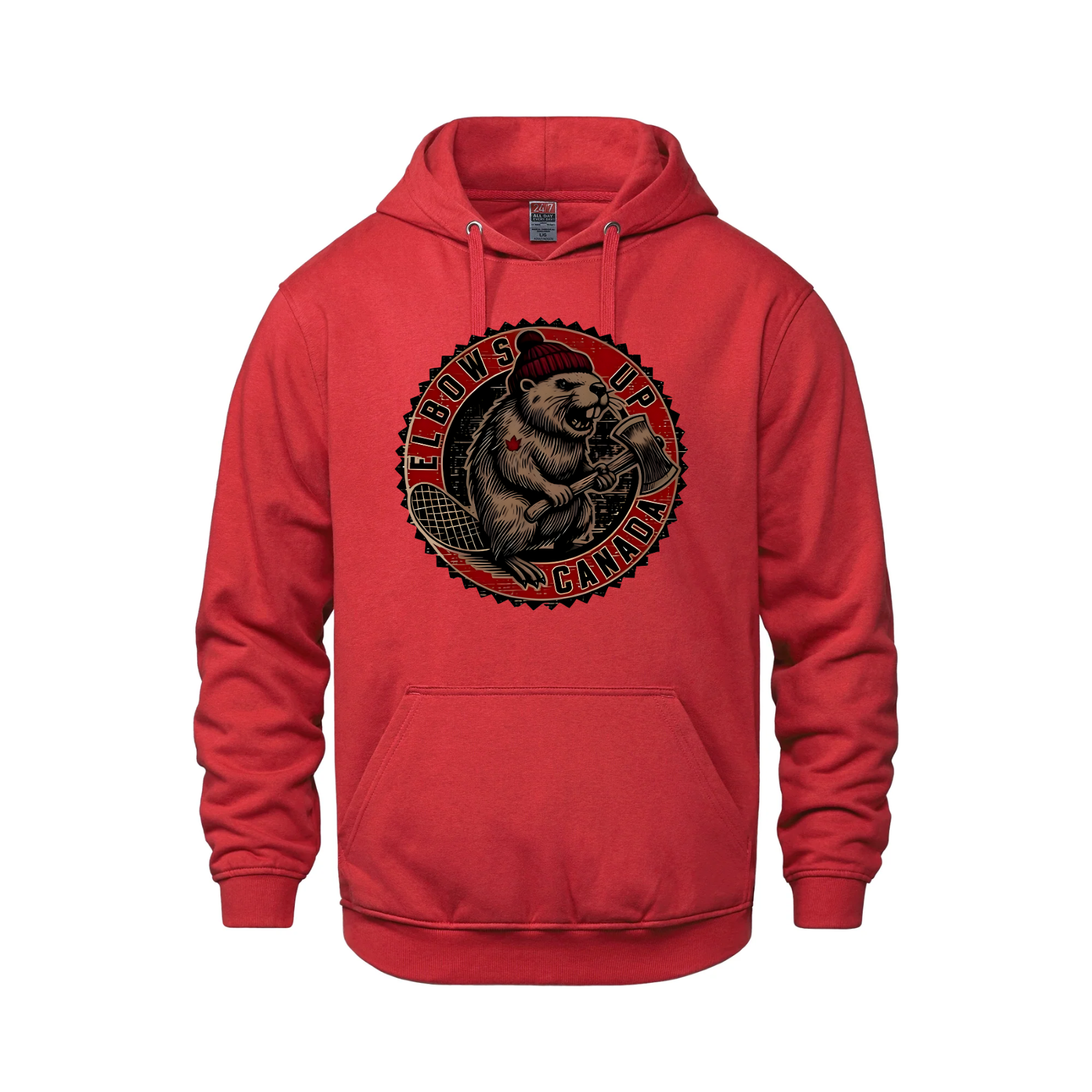 Elbows Up Canada Pullover Hoodie – Featuring the Mighty Beaver! Red Beaver Canada Canada Is Already Great Elbows Up Make Canada Great Again