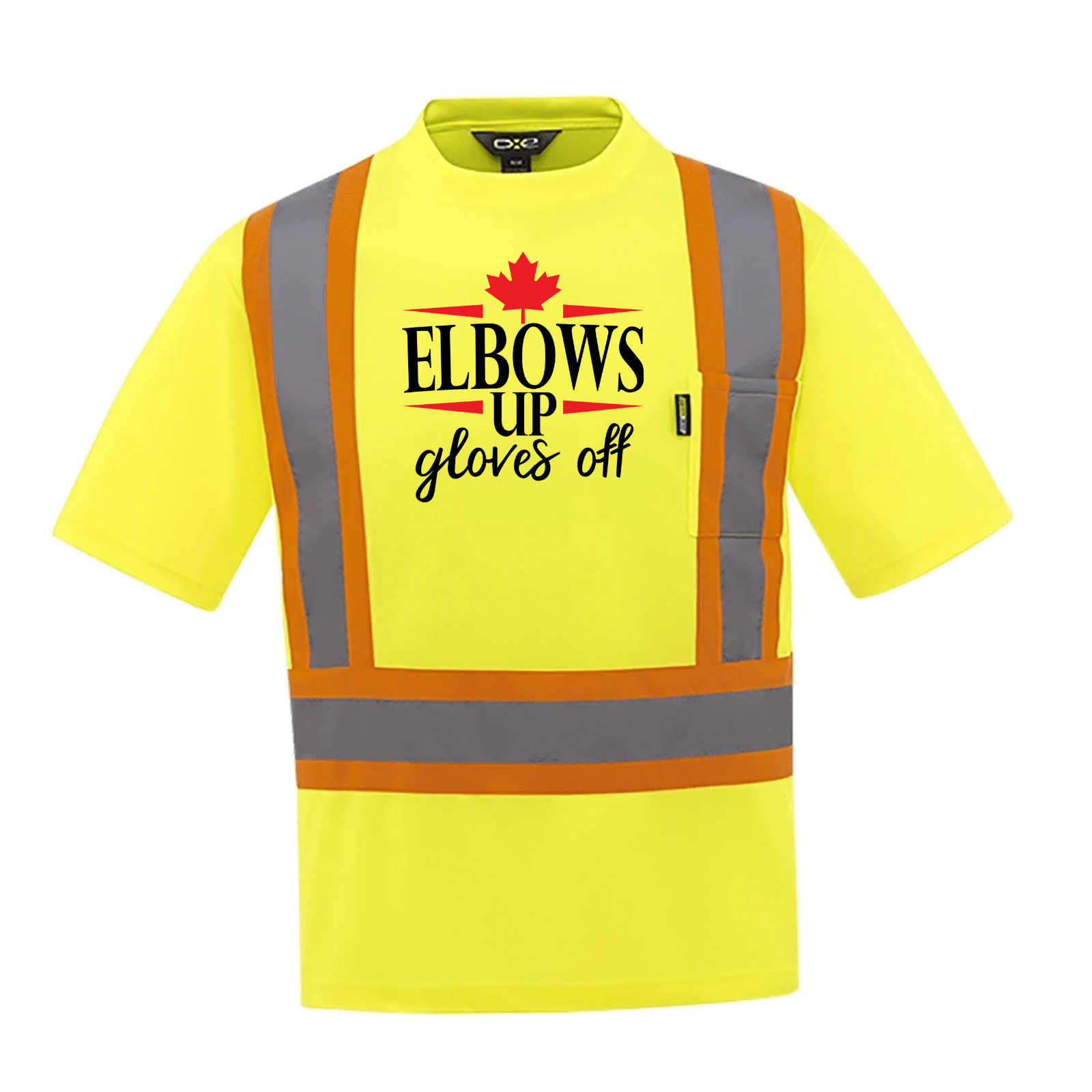 Elbows Up. Gloves Off. V2 | Hi-Vis Work T-Shirt – CSA Certified Yellow Canada Canada Is Already Great CX2 Hi-Vis Hi Vis Make Canada Great Again