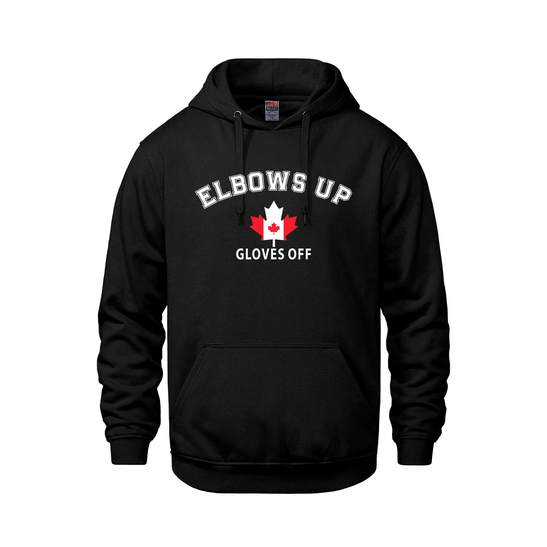 Elbows Up | Midweight Pullover Hoodie – 280 GSM Canadian Streetwear Black Canada Canada Is Already Great Elbows Up