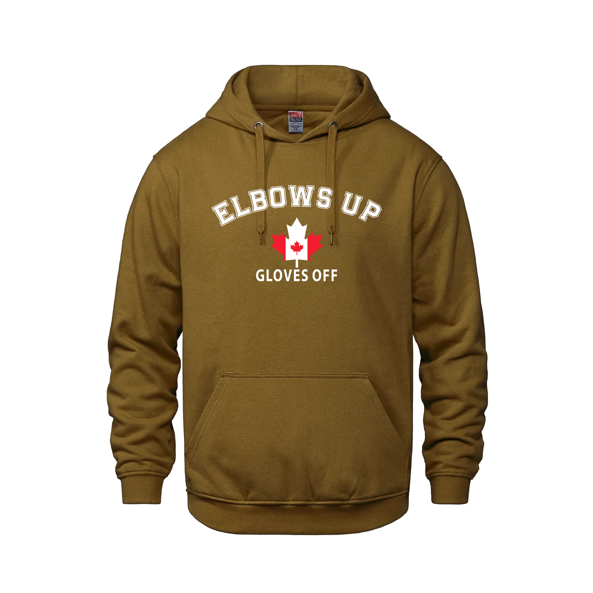 Elbows Up | Midweight Pullover Hoodie – 280 GSM Canadian Streetwear Caramel Canada Canada Is Already Great Elbows Up