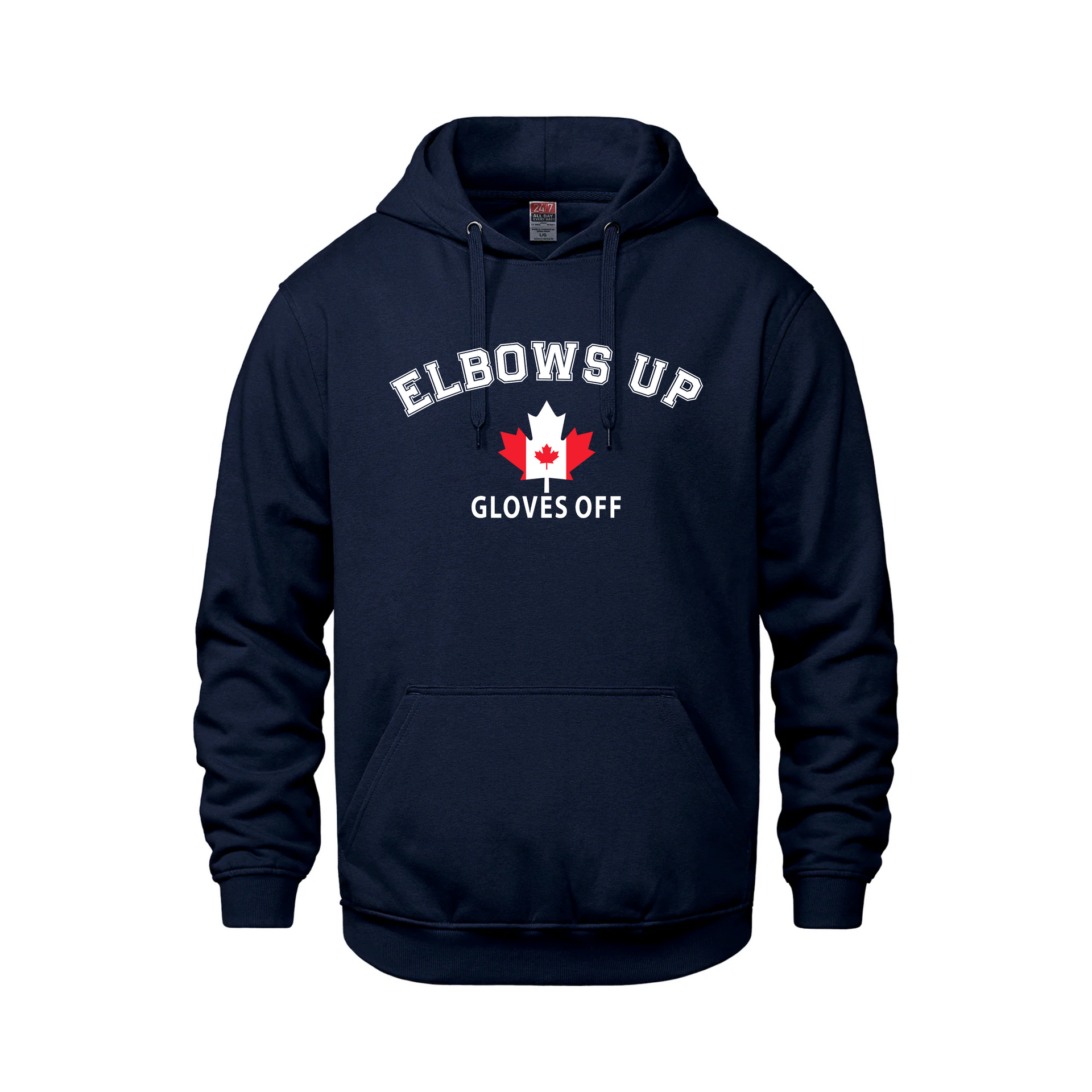 Elbows Up | Midweight Pullover Hoodie – 280 GSM Canadian Streetwear Navy Canada Canada Is Already Great Elbows Up