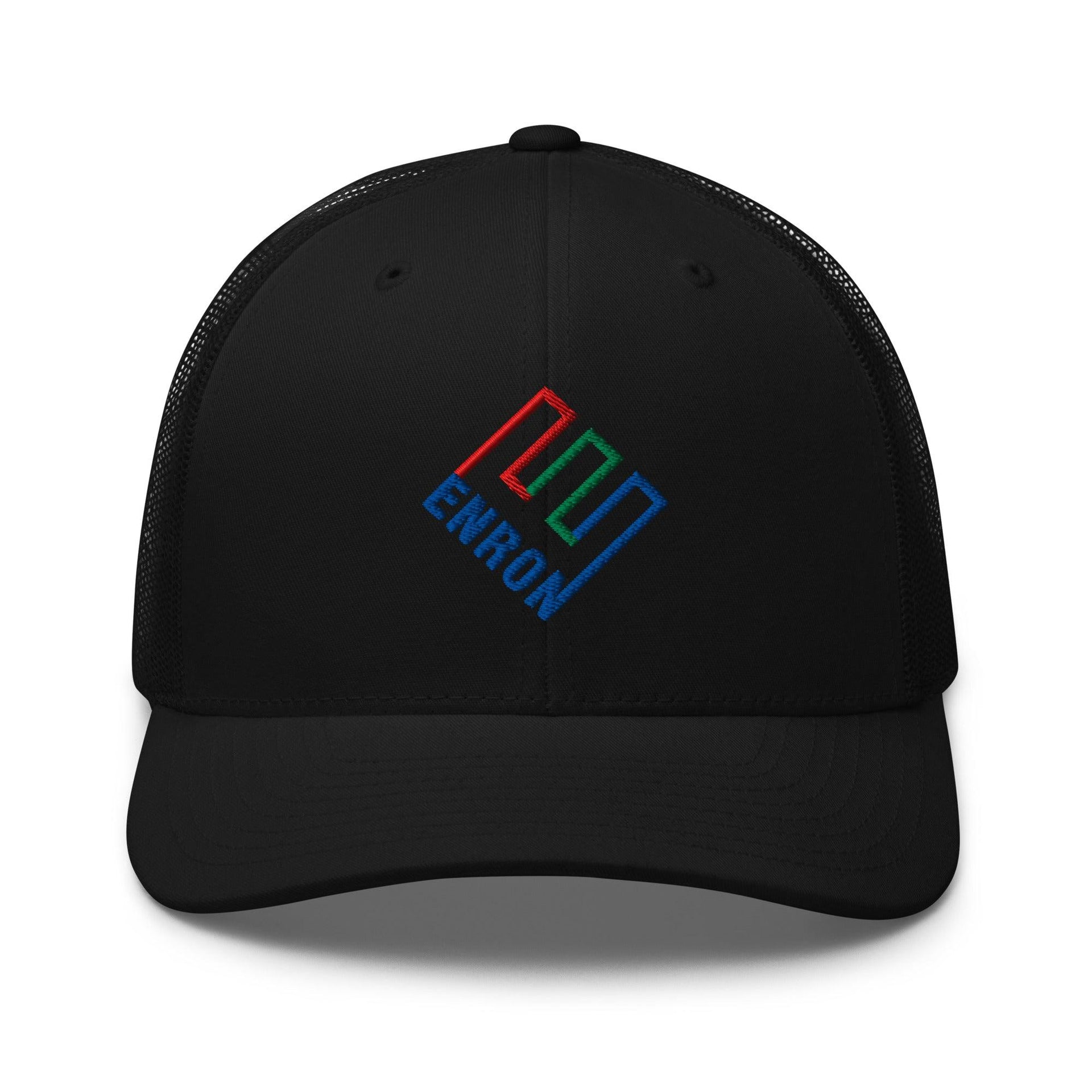Enron Embroidered Mesh Trucker Hat Black Capital Crowns Funny Trucker Hats