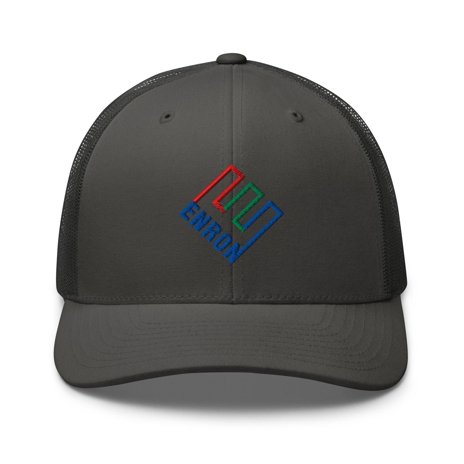 Enron Embroidered Mesh Trucker Hat Charcoal Capital Crowns Funny Trucker Hats