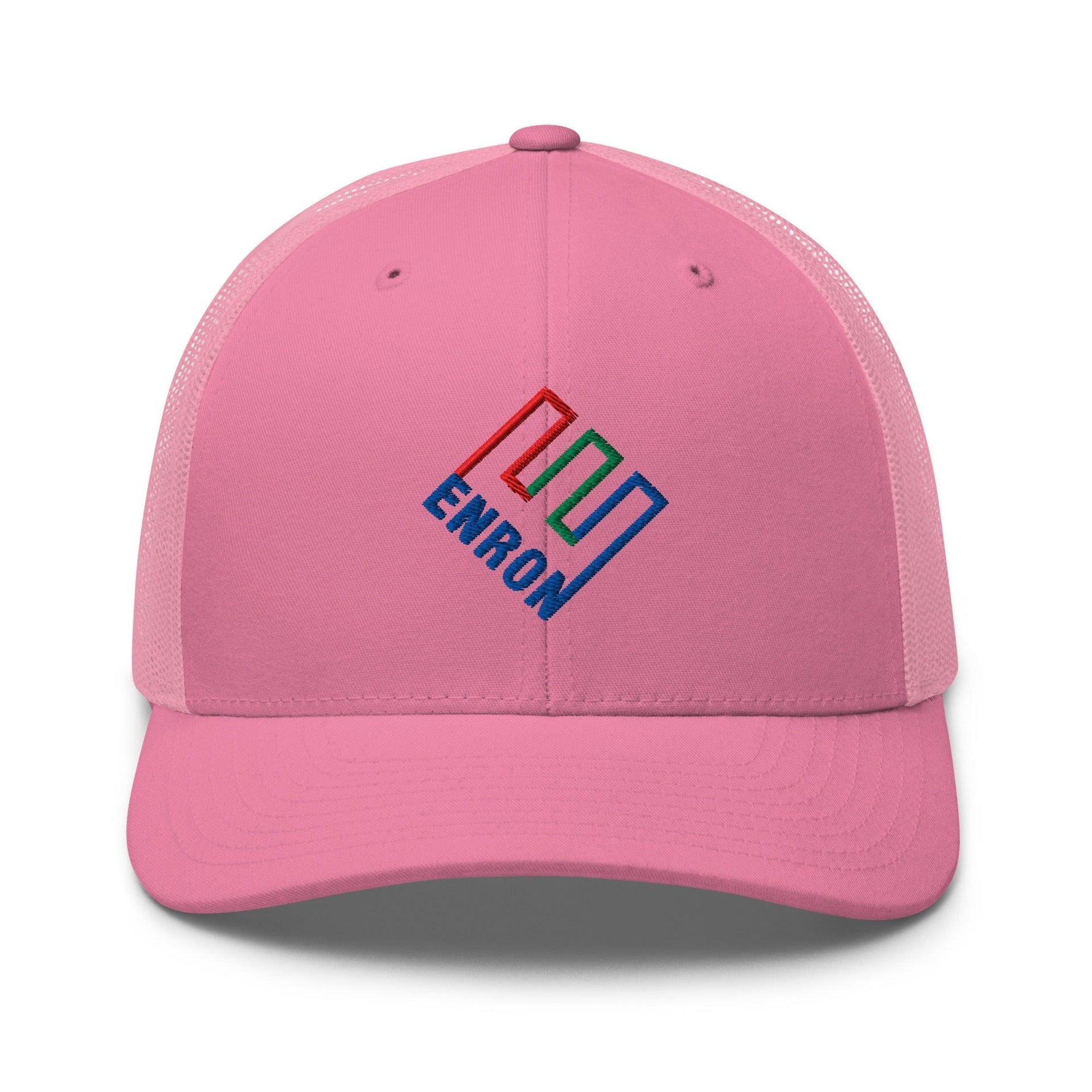 Enron Embroidered Mesh Trucker Hat Pink Capital Crowns Funny Trucker Hats