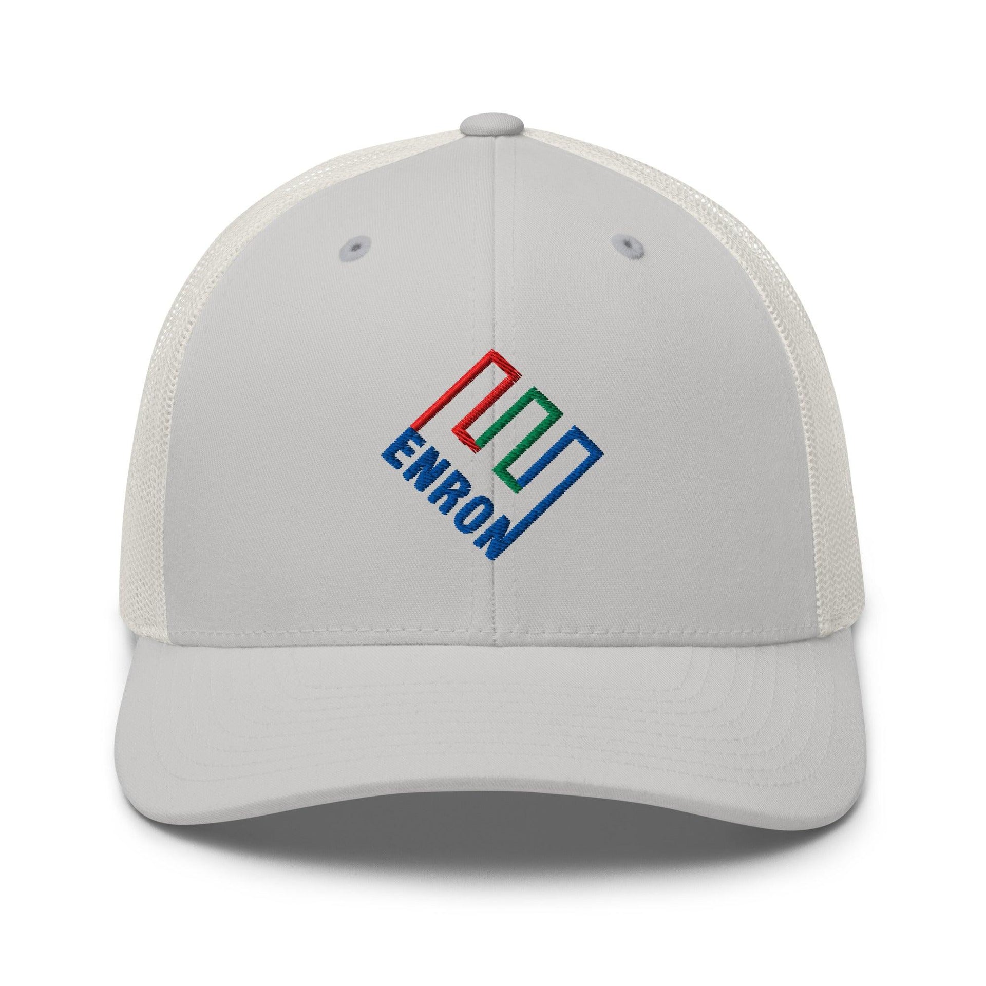 Enron Embroidered Mesh Trucker Hat Silver Capital Crowns Funny Trucker Hats