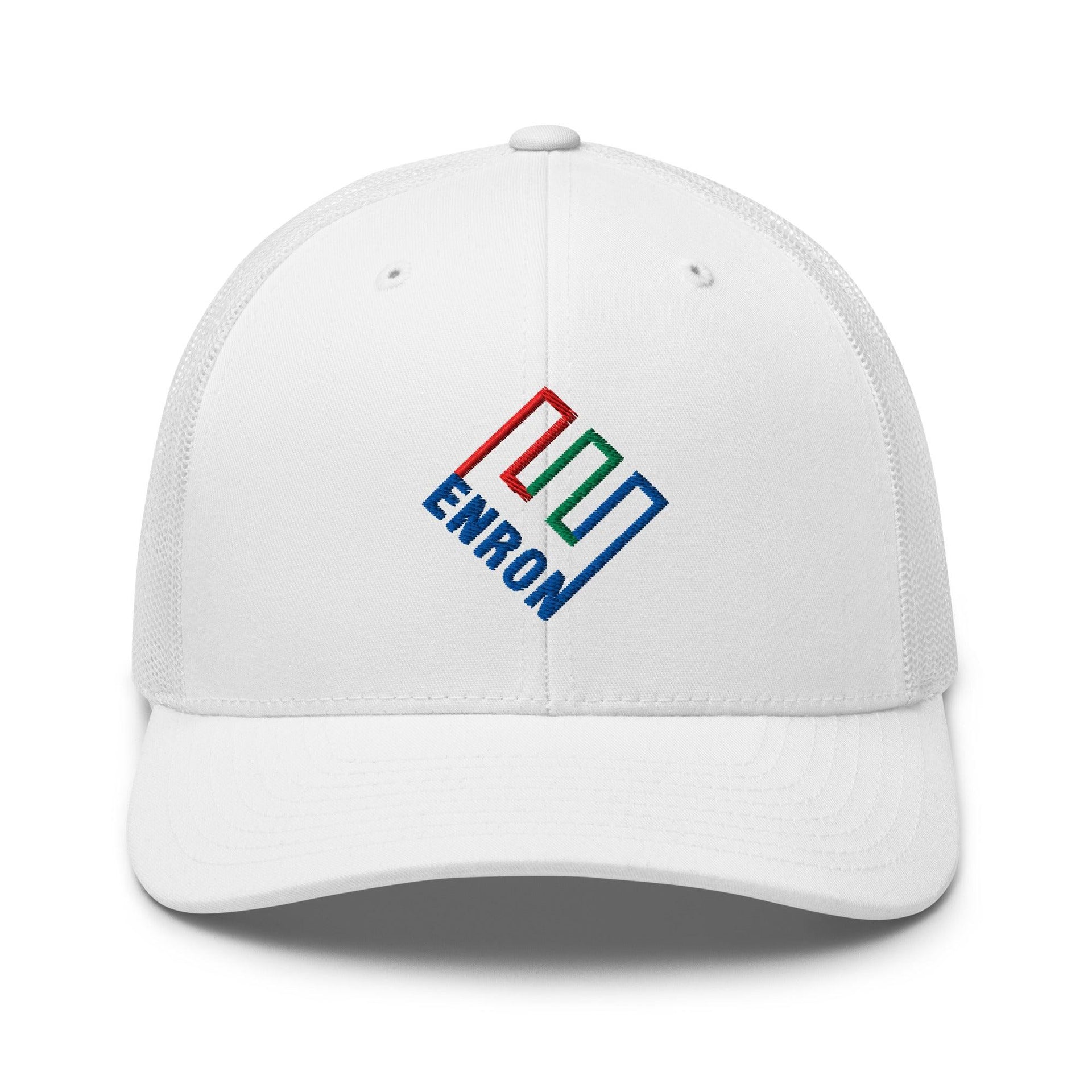 Enron Embroidered Mesh Trucker Hat White Capital Crowns Funny Trucker Hats