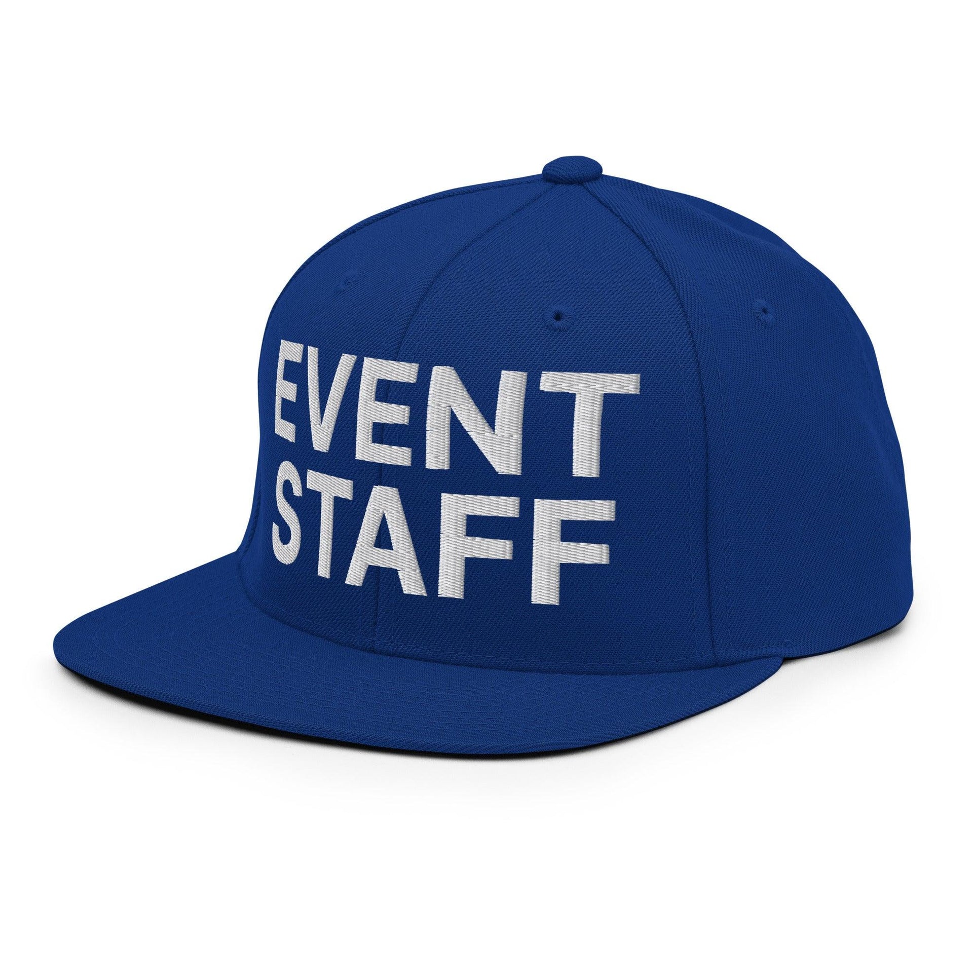 Event Staff Uniform Work Embroidered Flat Bill Brim Snapback Hat Capital Crowns Snapback Hats Work