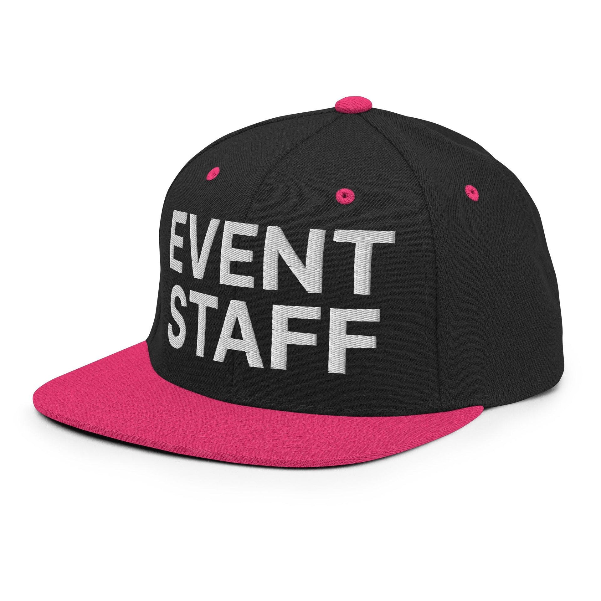 Event Staff Uniform Work Embroidered Flat Bill Brim Snapback Hat Capital Crowns Snapback Hats Work